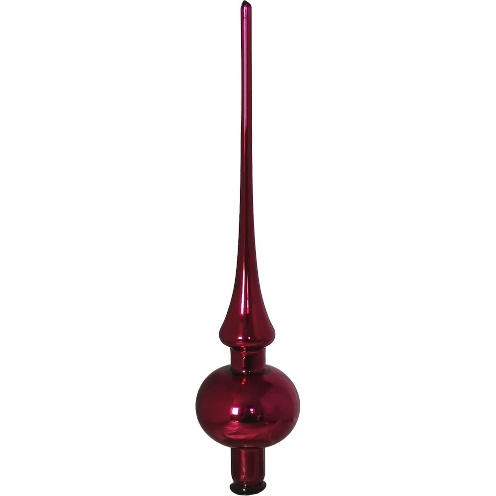 pink INGE-GLAS® x 27cm einfarbige Rubin Spitze, Christbaumspitze glanz, Ø6cm handbemalt (1-tlg), mundgeblasen,