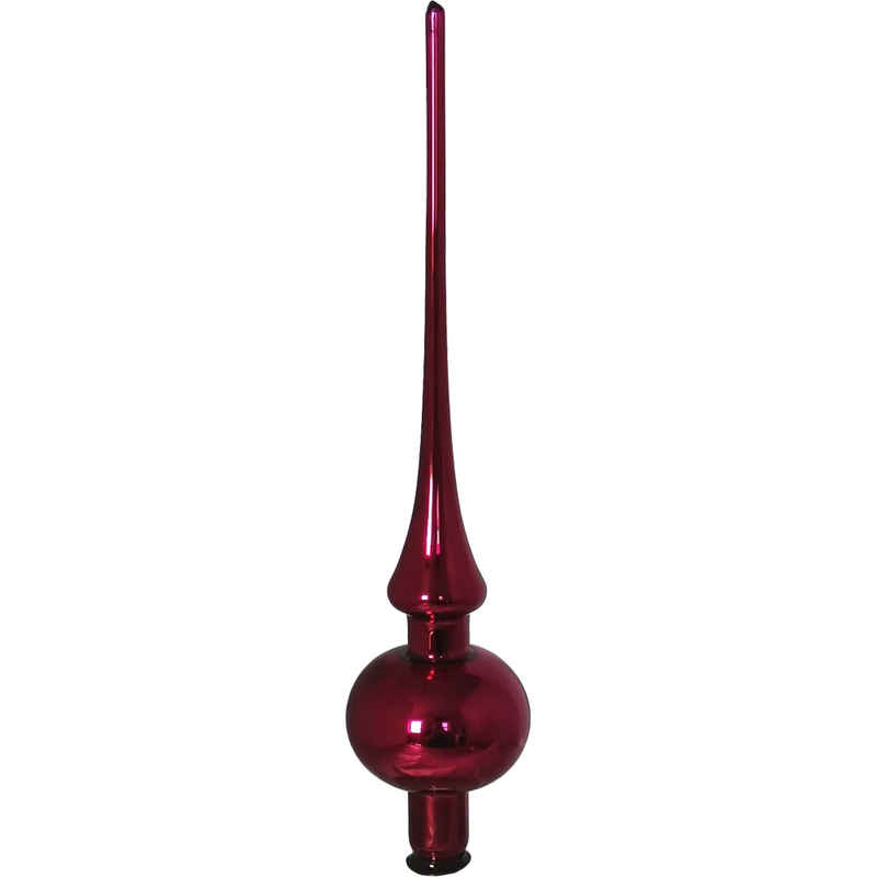 INGE-GLAS® Christbaumspitze einfarbige Spitze, pink Rubin glanz, Ø6cm x 27cm (1-tlg), mundgeblasen, handbemalt
