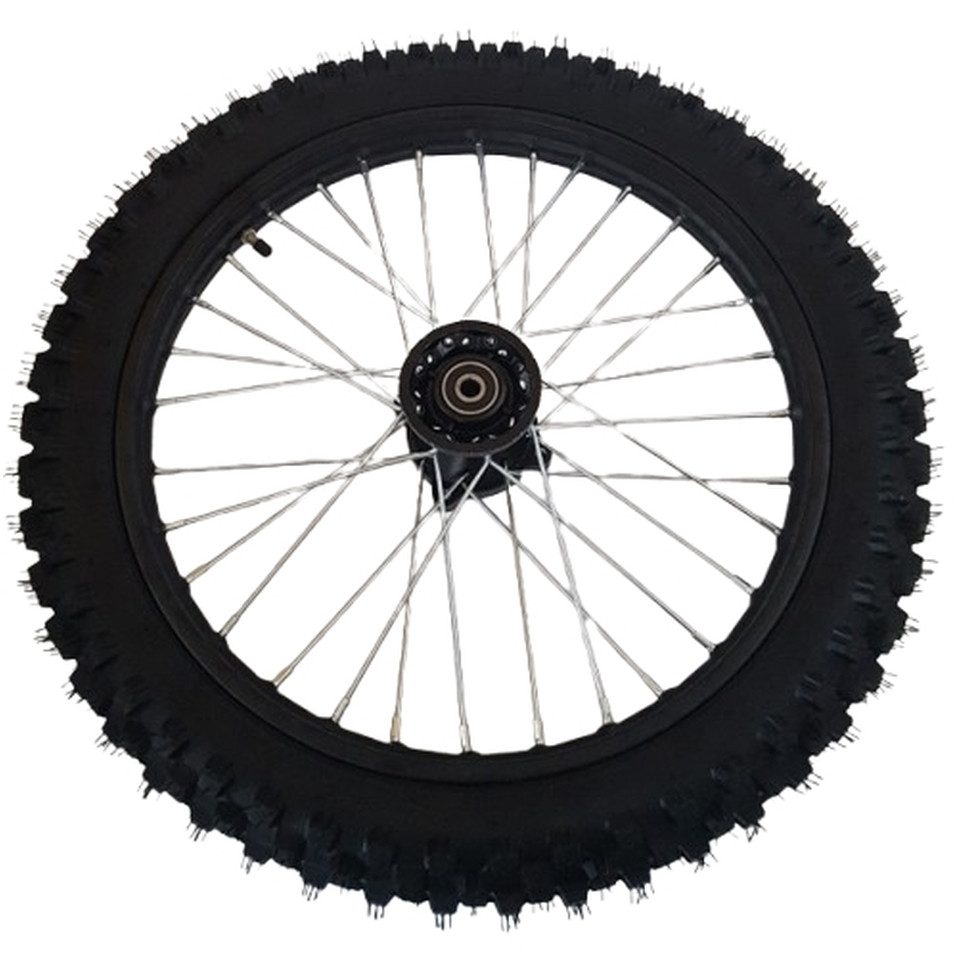 FunSport-Factory Ersatzrad 17 Zoll Vorderrad komplett für Pit Bike Dirt Bike 12 mm Achse, Stahlfelge, 32 Speichen, vormontiert, Offroad-Reifen
