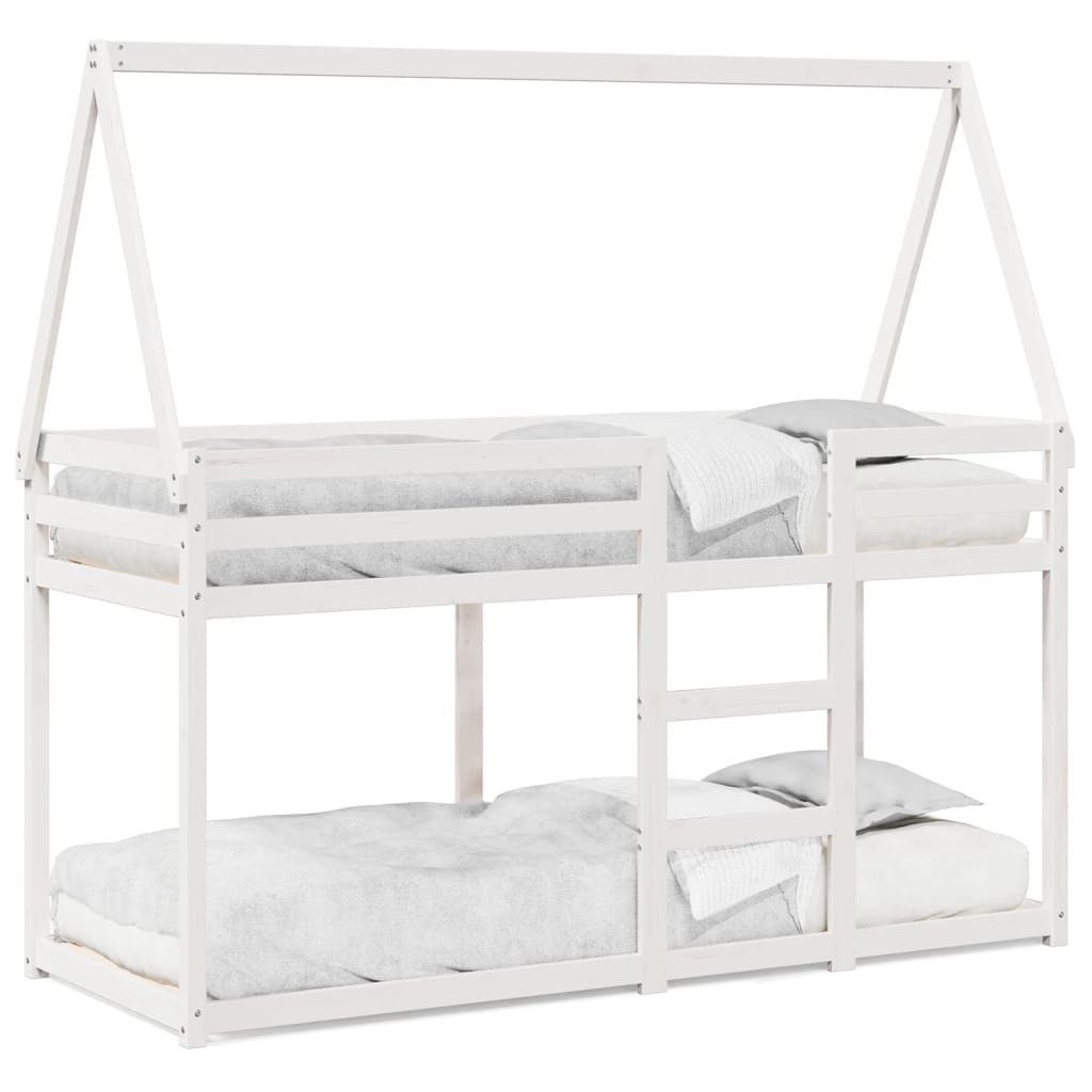 vidaXL Bett Etagenbett mit Dach Weiß günstig online kaufen