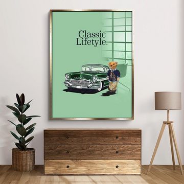 DOTCOMCANVAS® Acrylglasbild Classic Lifestyle - Acrylglas, Acrylglasbild Packard Auto Truck Bär Classic Lifestyle grün hochkant