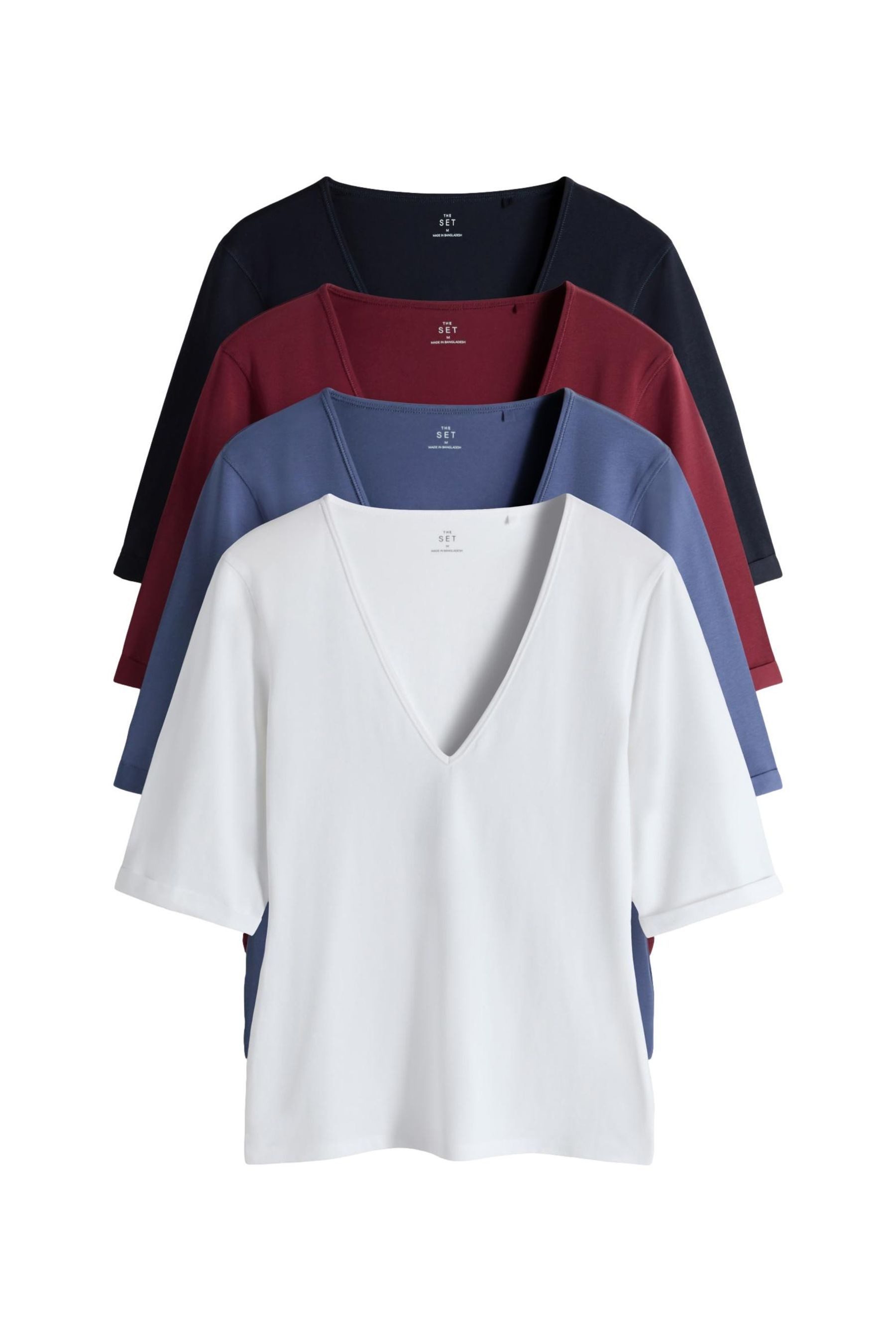 The Set V-Shirt The Set T-Shirts mit V-Ausschnitt, 4er-Pack (4-tlg) günstig online kaufen