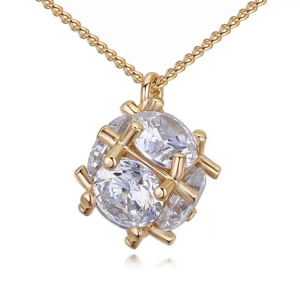 LÖB Kette mit Anhänger 18K Gold vergoldet Halskette Zirkonia Kugel Anhänger günstig online kaufen