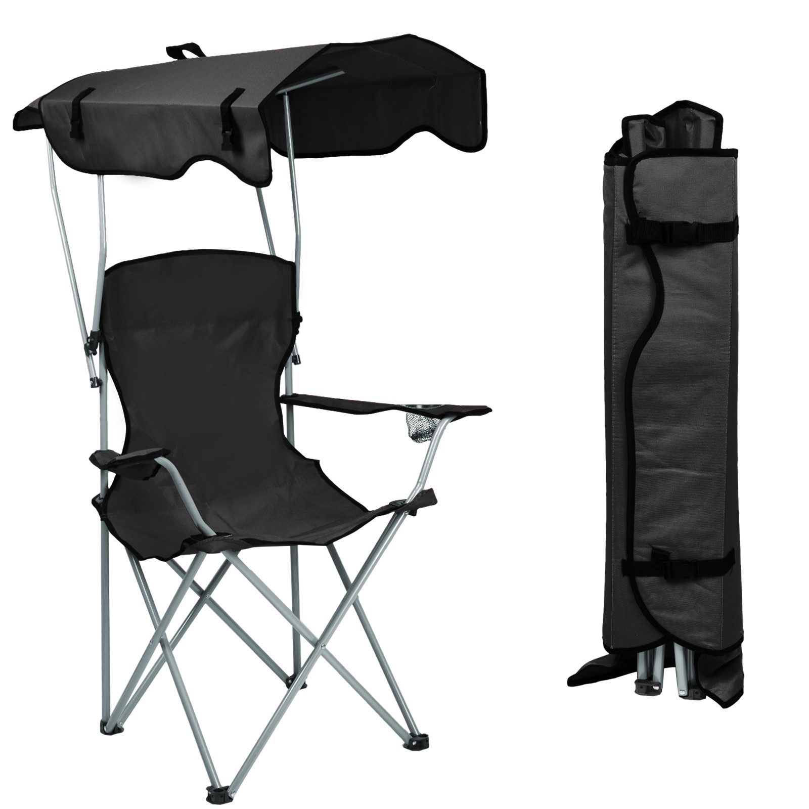 JEOBEST Campingstuhl Klappstühle mit Dach, Luxus Anglerstuhl, (Stück, 1 St), Klappstuhl mit Armlehnen und Getränkehalter