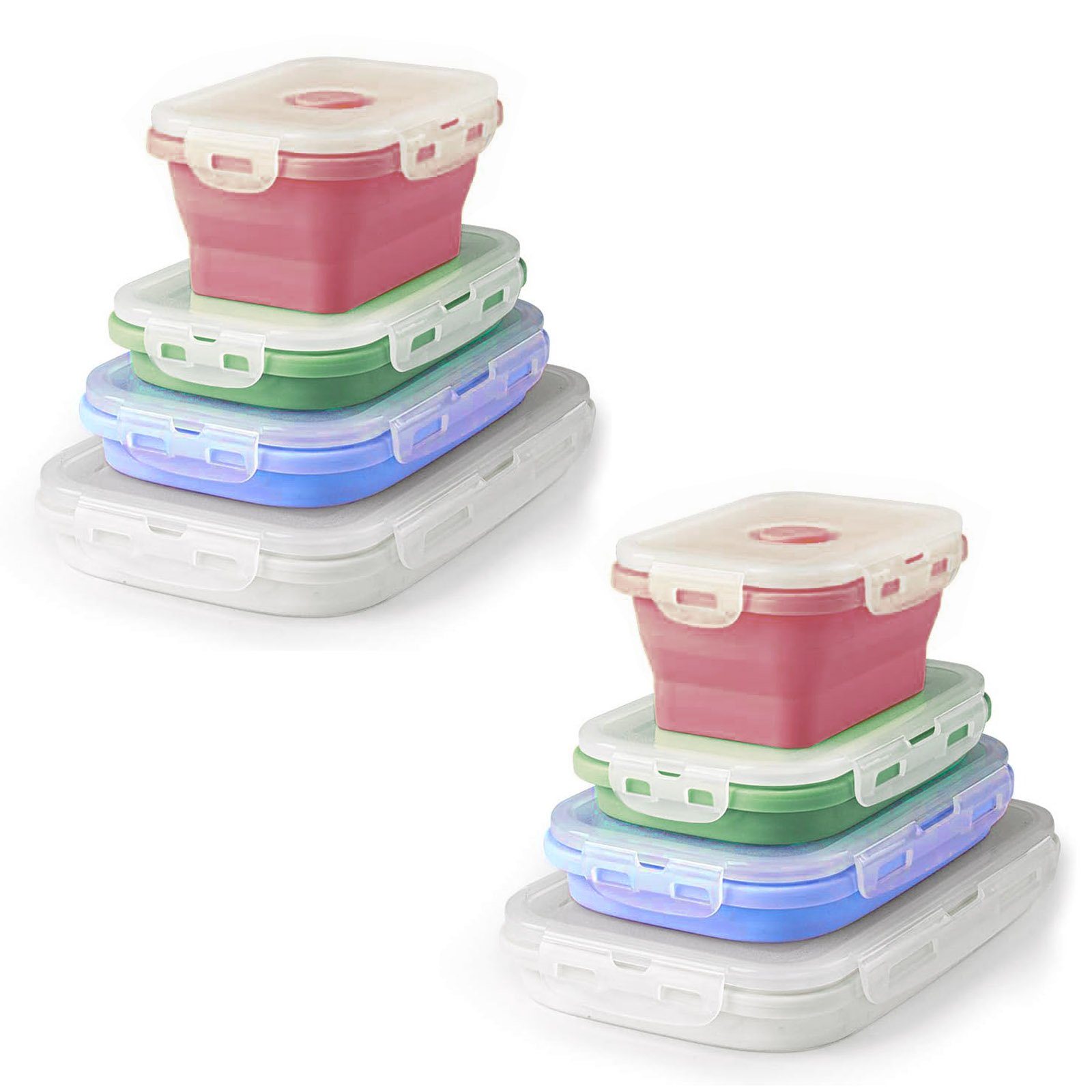 HAC24 Vorratsdose 8er Set Lunchbox Vorratsbehälter Контейнеры для хранения продуктов питания, Silikon, faltbar mit Deckel BPA frei