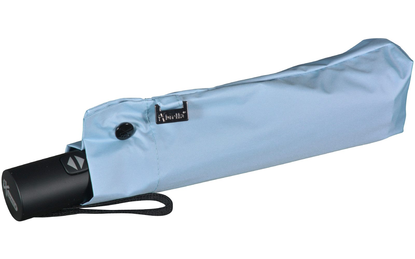 iX-brella Taschenregenschirm Sonnen-Regenschirm mit UPF 50+, UV-Hitze-Schutz, für Damen, mit Auf-Zu-Automatik, innen schwarz