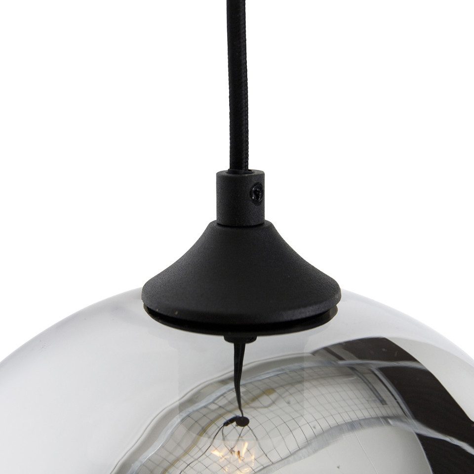 Qazqa Pendelleuchte Wallace, Dimmbar, LED wechselbar, Extra-Warmweiß, QAZQA Hängeleuchte, e27, Grau, Glas, Art Deco