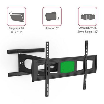 Hama FULLMOTION, 2 armig, Schwarz, 94 - 165 cm (37" - 65), 43", 50", 55" TV-Wandhalterung, (bis 65 Zoll, - Rotation: 5 °, VESA-Standards bis 700 x 500)