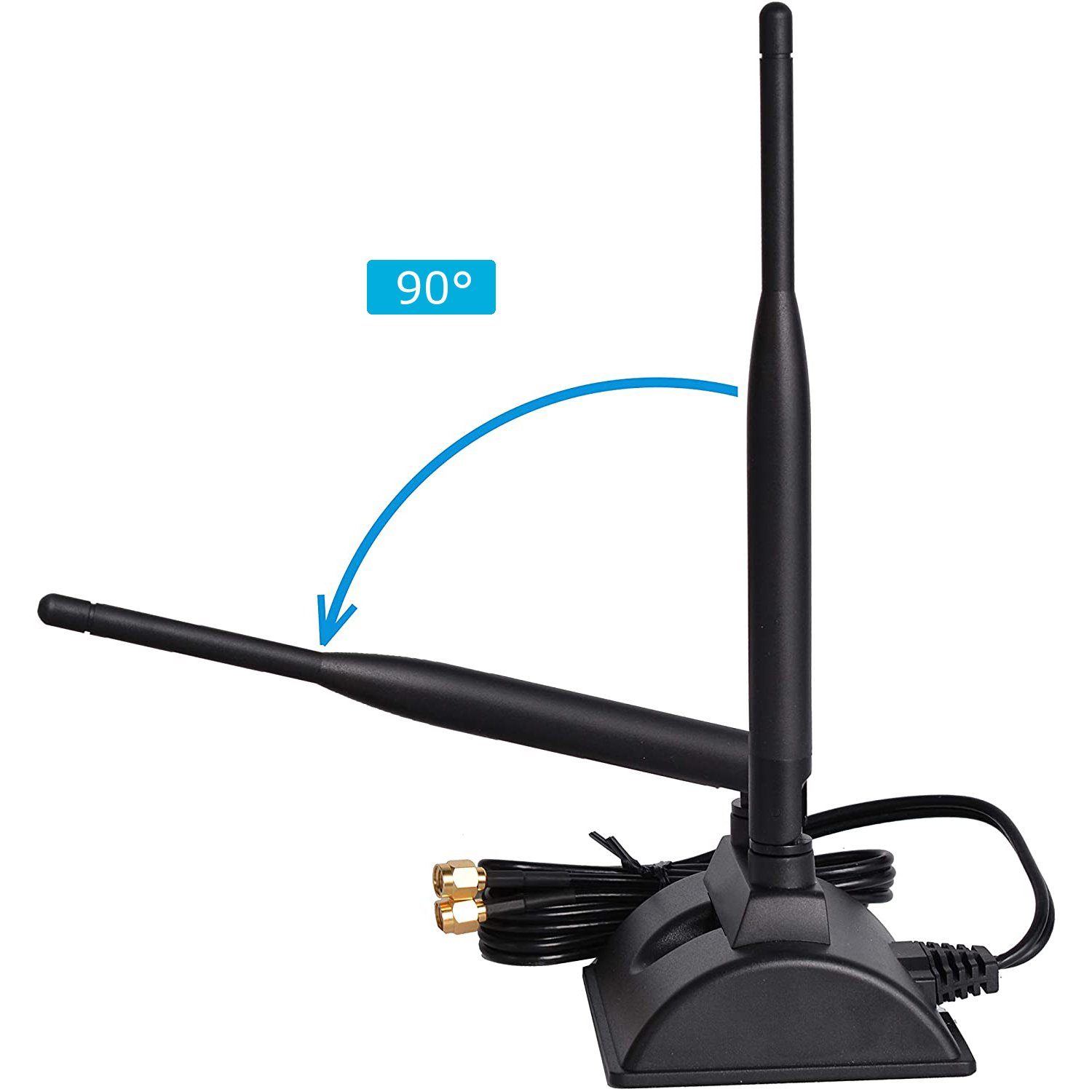 Bolwins A23C WiFi Antenne 2.4G 5.8G 2x 6dBi SMA Adapter Kabel Magnet Standfuss WLAN-Antenne (2.4G 5.8G WiFi Signal, für Innenbereich, Verstärkung: 6 dB), 2x 6DB – Bild 5 von 5