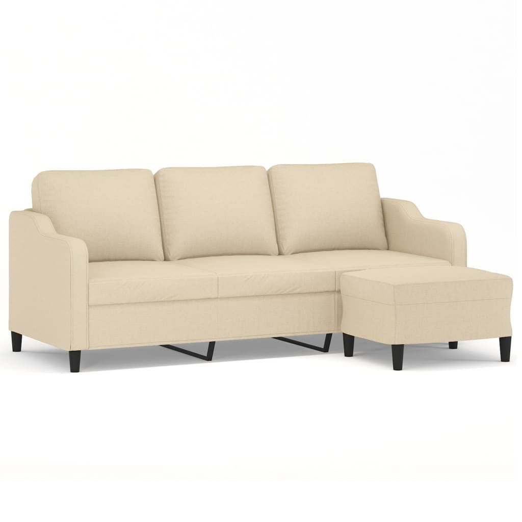 vidaXL Sofa 3-Sitzer-Sofa mit Hocker Creme günstig online kaufen