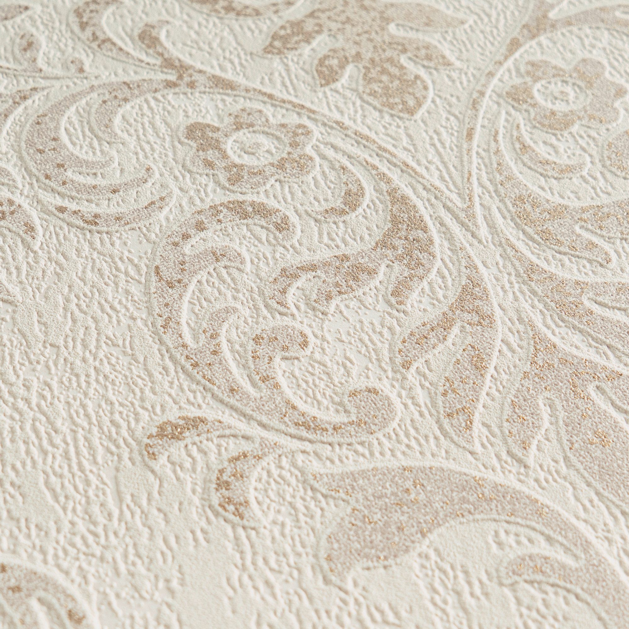 living walls Vliestapete Tapete mit Ornamenten barock, strukturiert, floral, glänzend, matt, gemustert, ornamental, metallic, (1 St), Tapete Klassik Metallic Ta – Bild 5 von 5