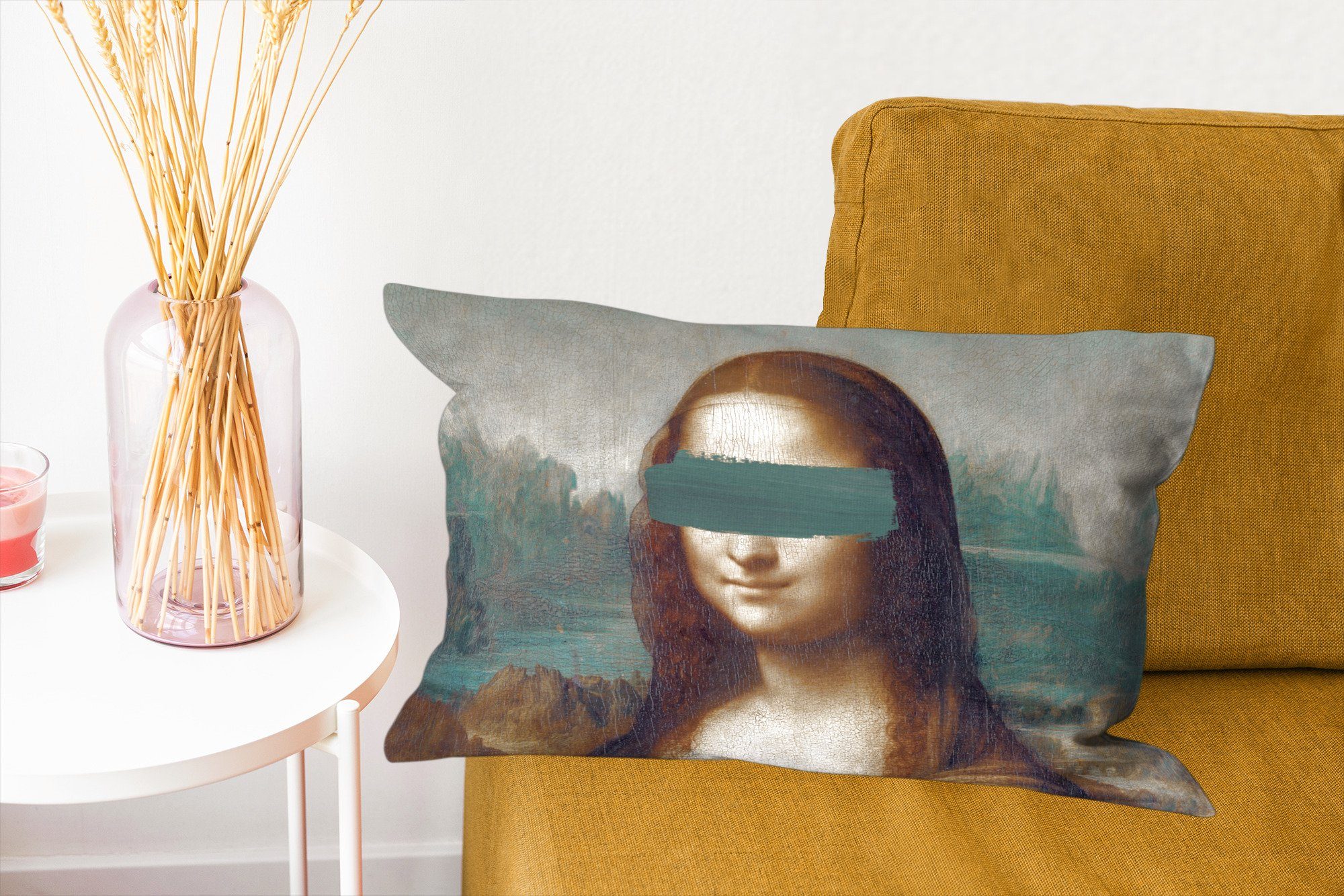 Lisa Zierkissen, da Dekoration, mit Vinci Gemälde, Leonardo Mona Dekokissen Füllung, Dekokissen Wohzimmer Schlafzimmer - - MuchoWow