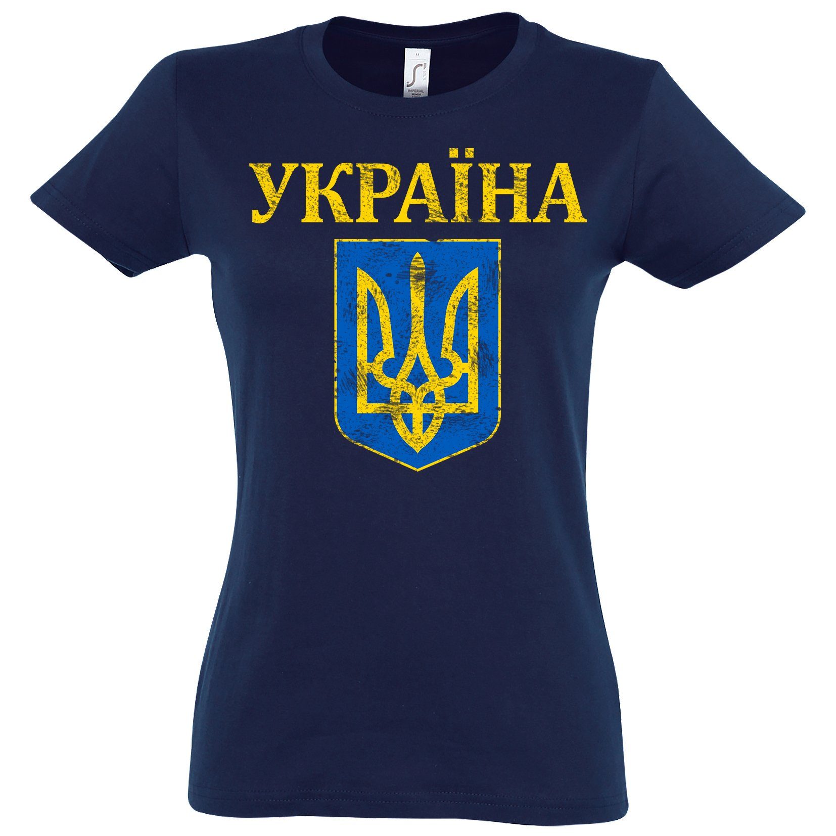 Youth Designz Print-Shirt Vintage Ukraine Wappen Damen T-Shirt mit modischem Logo Aufdruck