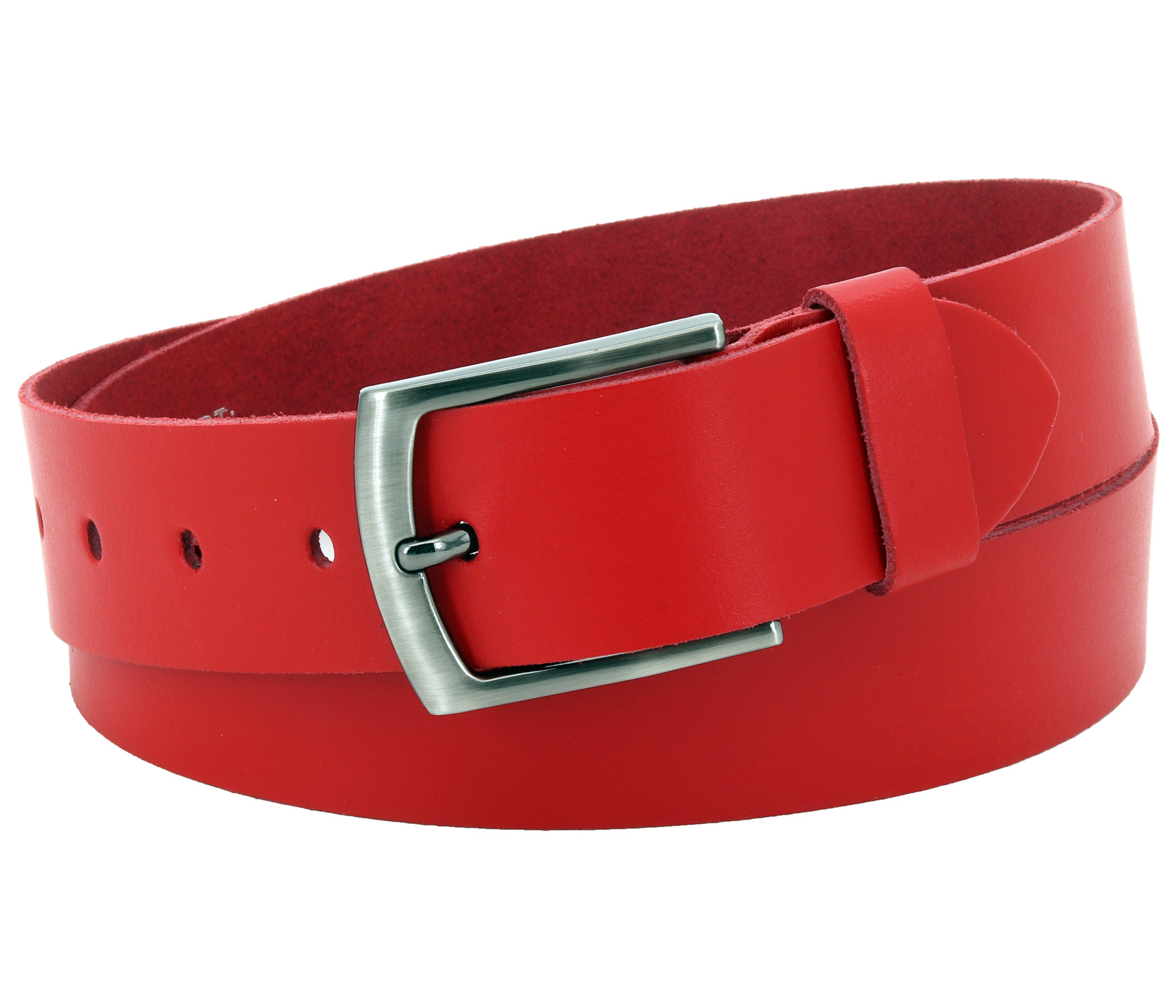 COLOGNEBELT Ledergürtel OM529-SL-Rot MADE IN GERMANY, Rot Kürzbar, 100 % Echtleder, Aus einem Stück, Unisex