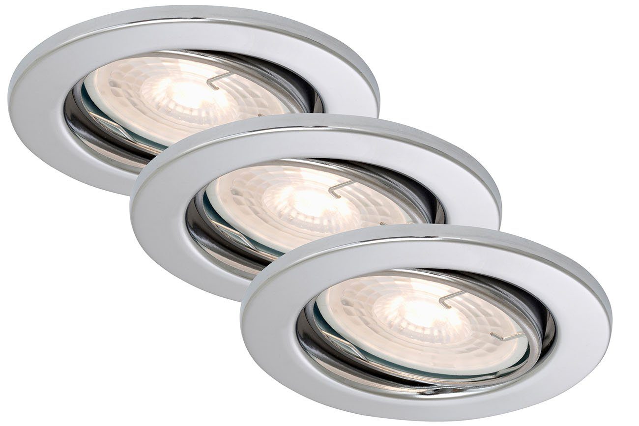 Briloner Leuchten LED Einbauleuchte 7256-038, Einbaustrahler, Einbauspot Warmweiß, LED wechselbar, GU10, chrom