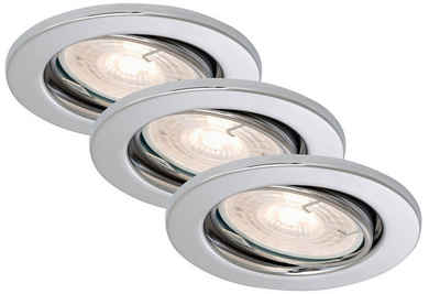 Briloner Leuchten LED Einbauleuchte 7256-038, LED wechselbar, Warmweiß, chrom, GU10, Einbaustrahler, Einbauspot