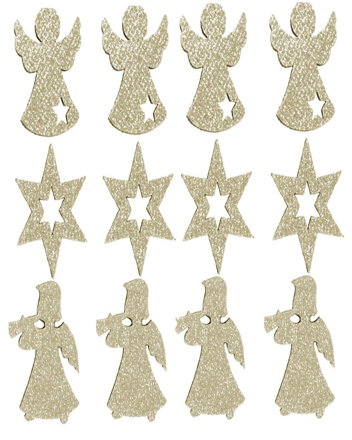 Christbaumschmuck Filz Streudeko mit Glitter ca. 4cm 70090, Gold -