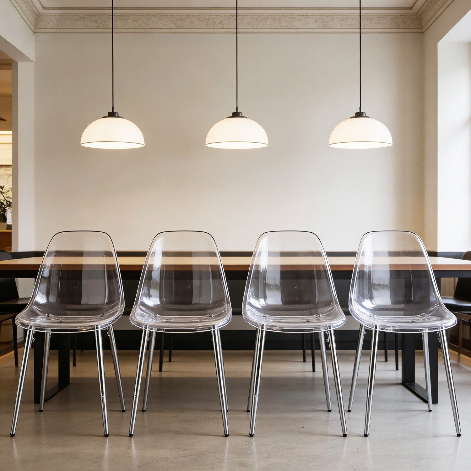 ANYSUN Esszimmerstuhl Esszimmerstühle 4er Set, transparentem Sitz (Moderne Küchenstühle mit Metallbeinen), Transparente Stühle für Esszimmer, Küche, Wohnzimmer