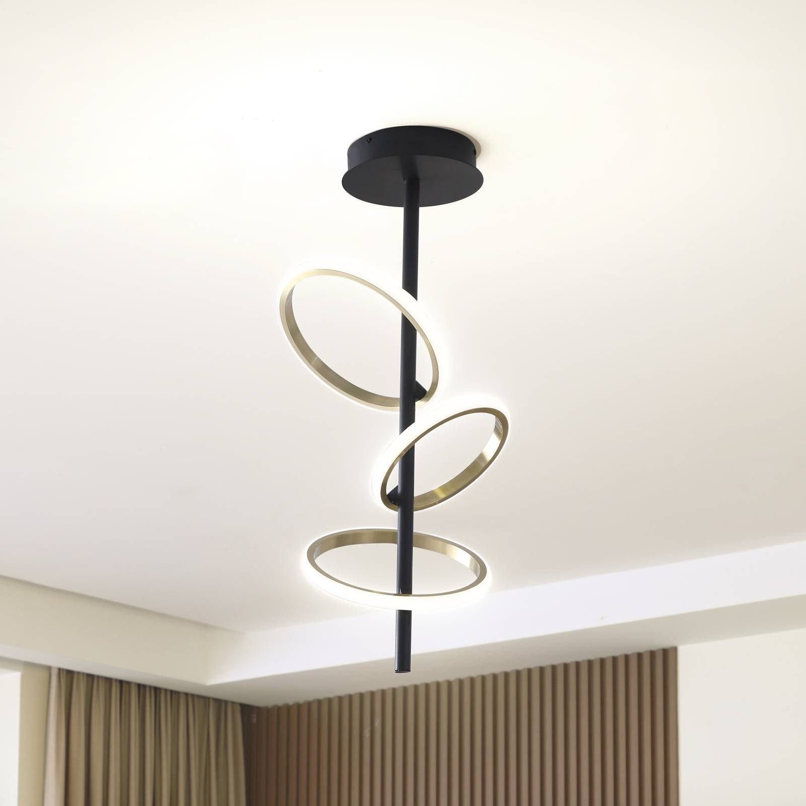 Lucande Deckenleuchten Madu, LED, Metall, Schwarz universalweiß IP20, LED 34 W gesamt, universalweiß
