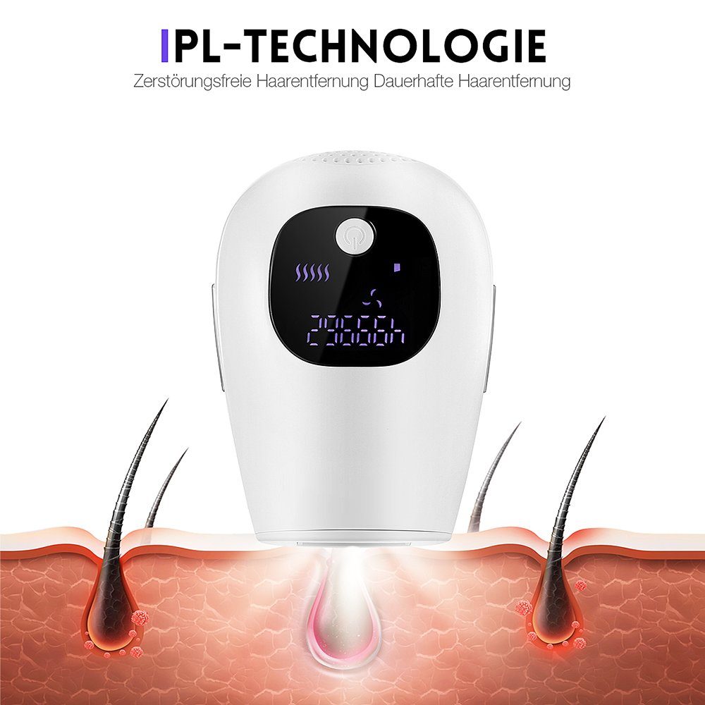 Modus, IPL Ein Haarentfernungsgerät,Laser Energiestufen, Mit Epilierer, 2 LETGOSPT Rasierer IPL-Haarentferner ein 5 und 990000 Schutzbrille Lichtimpulse,