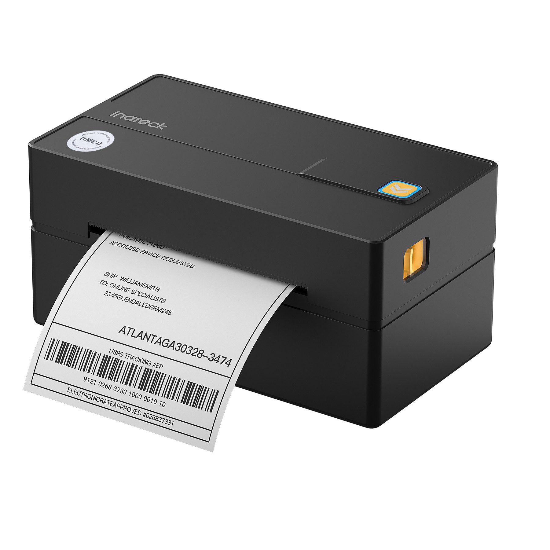 Inateck Bluetooth Thermo-Etikettendrucker, 4x6 Versandetikettendrucker Etikettendrucker, (Kompatibel mit iPhone, Android, iPad, Windows, MacOS, Chrome, USPS)