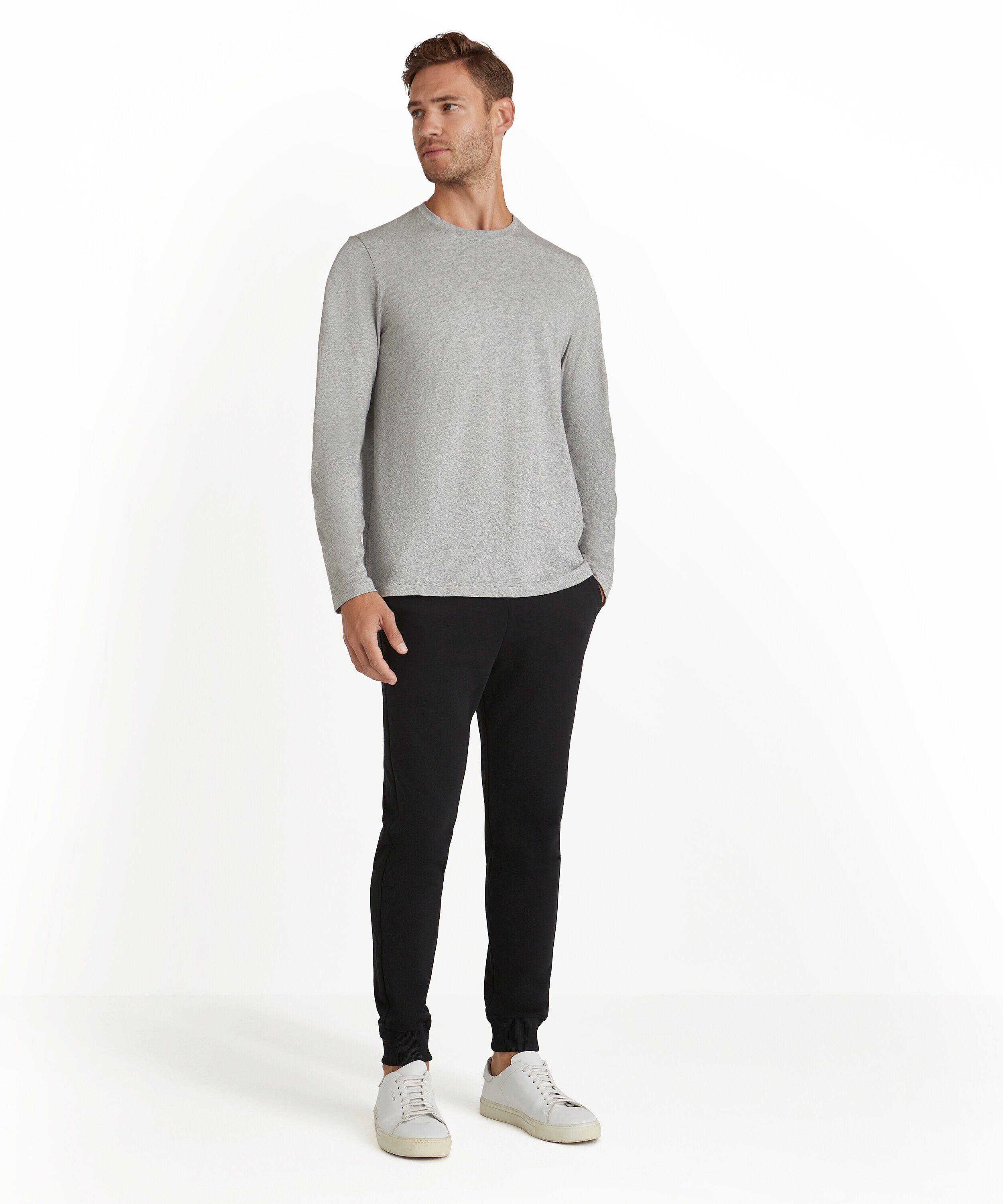 (3400) (1-tlg) grey hochwertiger T-Shirt FALKE light Pima-Baumwolle aus