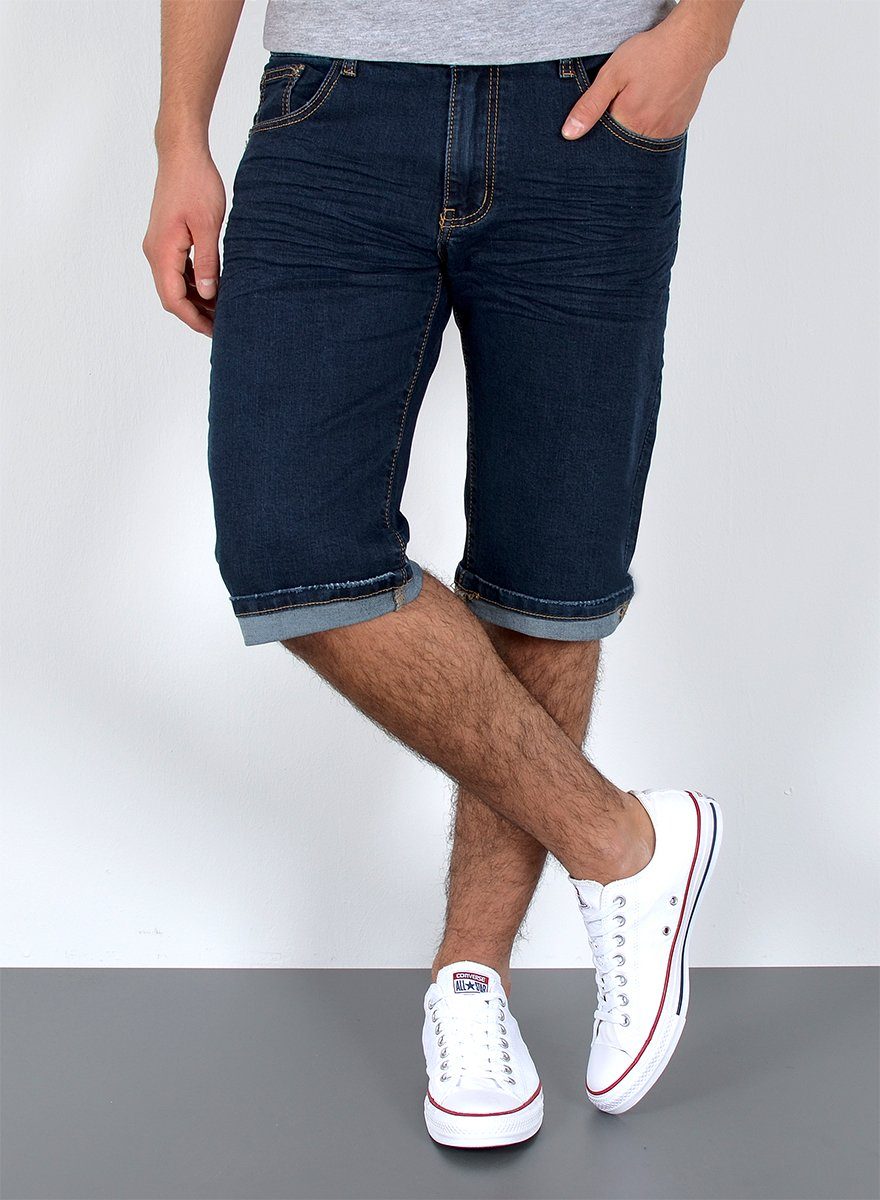 ESRA Jeansshorts Herren Jeans Shorts Hose Herren kurze Jeans Hose mit 5 Pocket Jeans Shorts Herren kurze Jeans Sommer Hose Jeans Herren Stretch