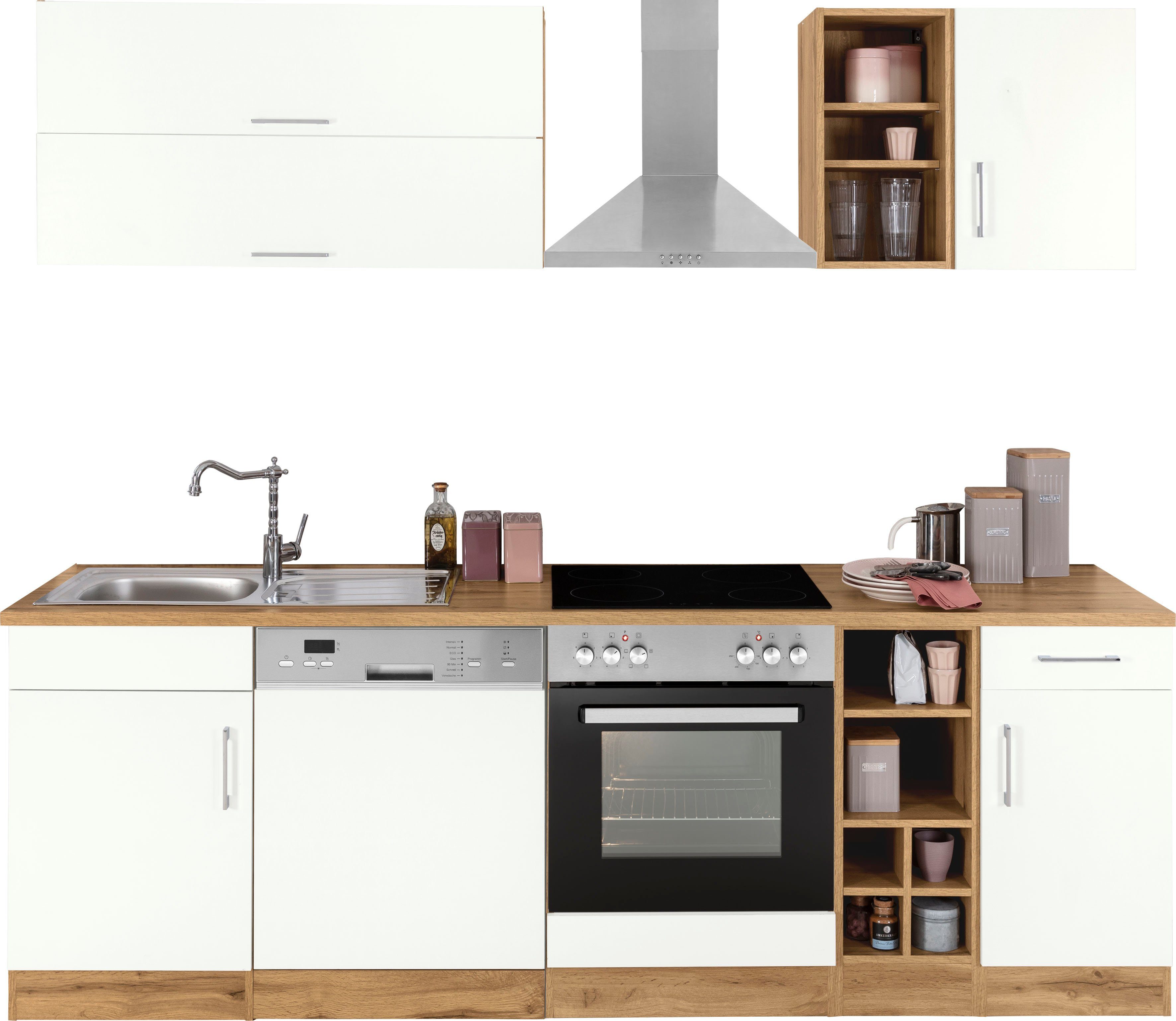 KOCHSTATION Küchenzeile KS-Colmar, mit E-Geräten, Breite 240 cm