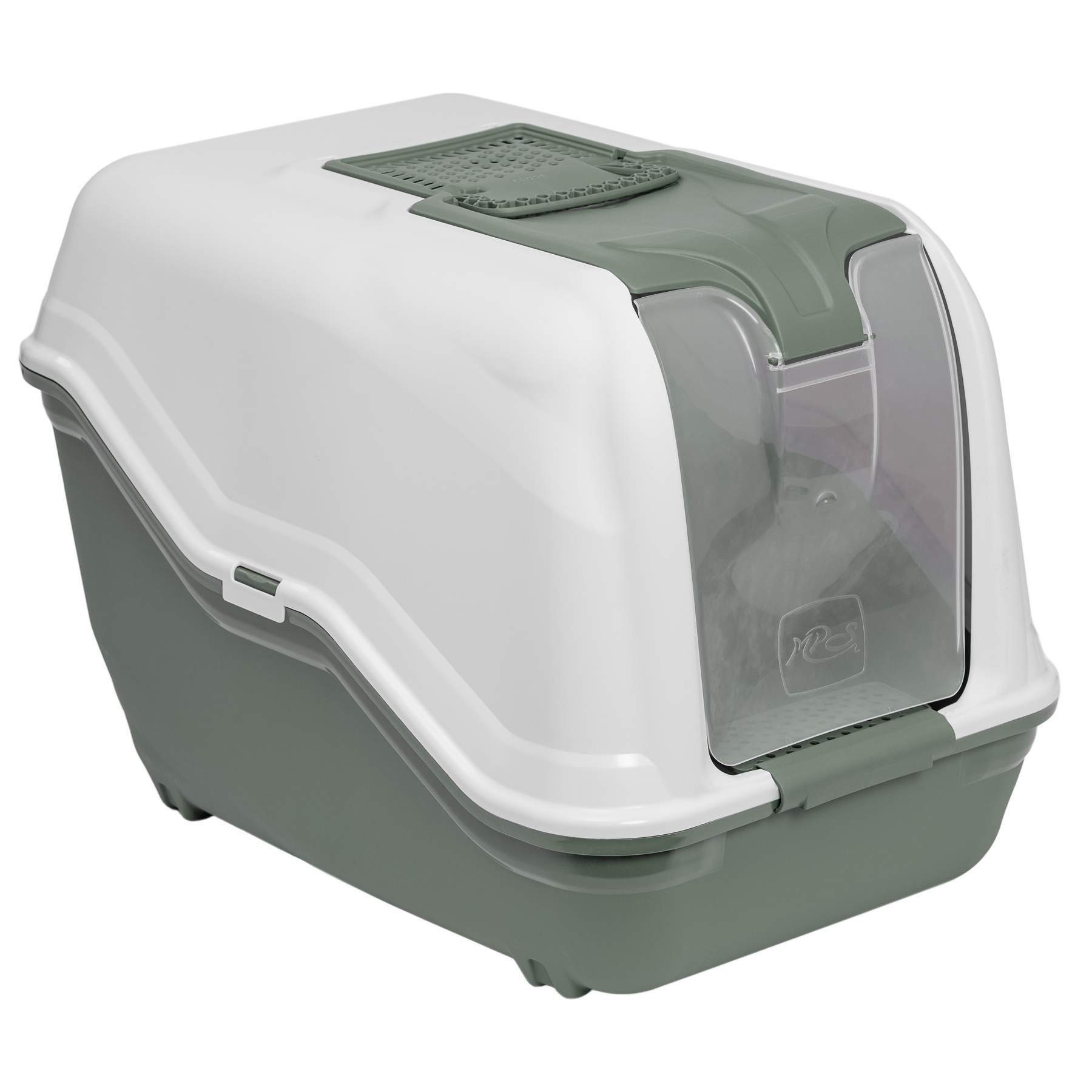 PETGARD Katzentoilette XXL Katzentoilette NETTA MAXI für große Katzenrassen 66 x 49 x 50 cm, weiss-grün speziell für große Katzenrassen