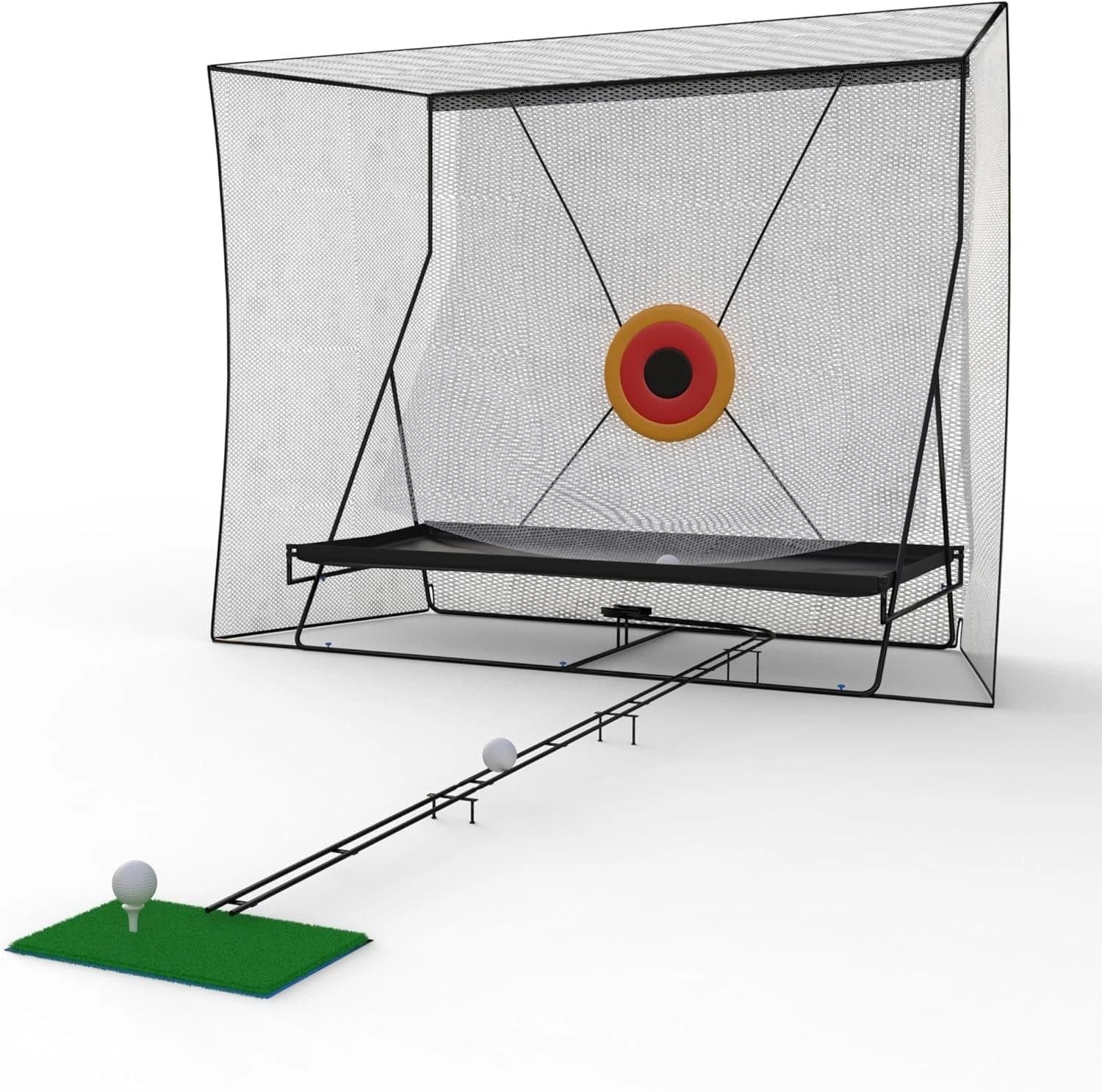 GarveeMore Golfnetz Golftrainingsnetz mit Schlagzielen, Rücklaufbahn Ballmatte 2,4 x 2,8 m