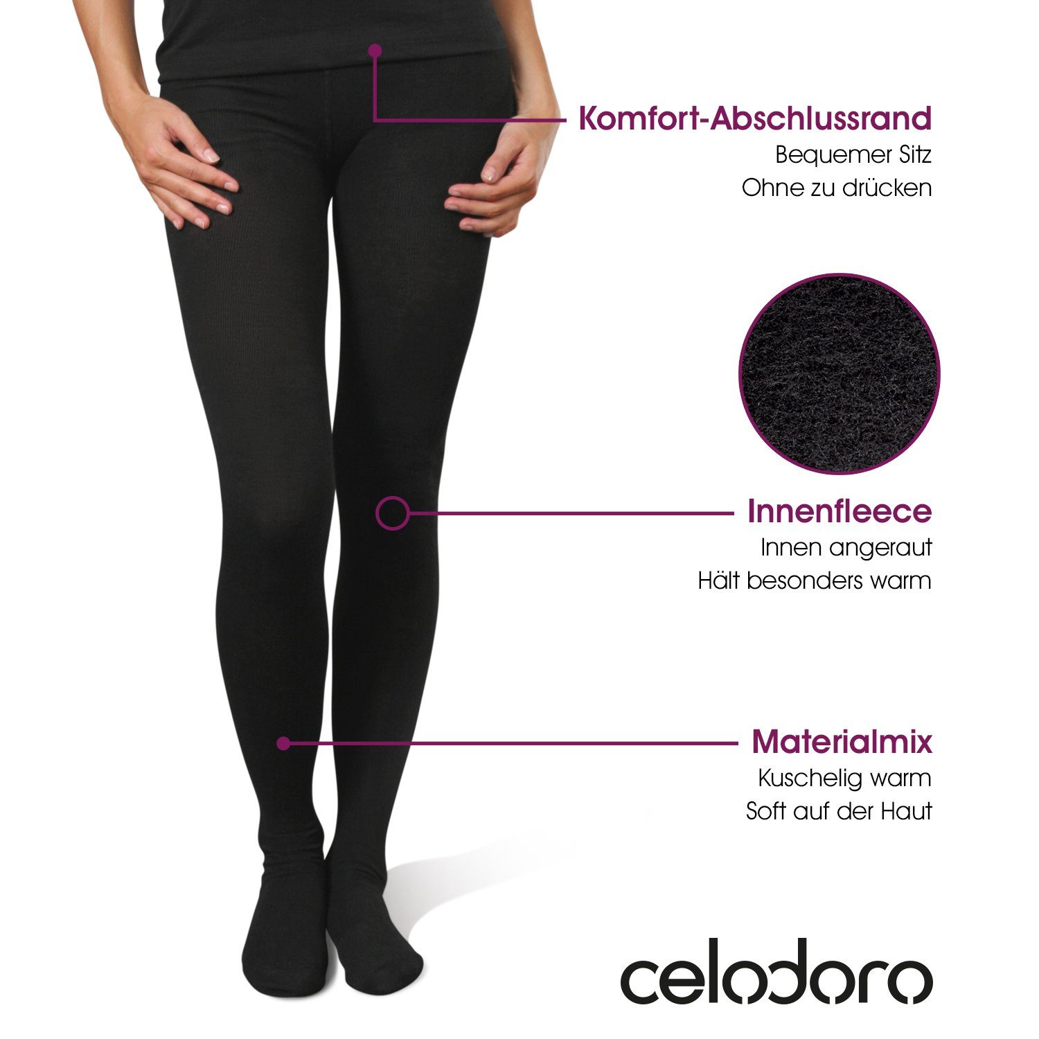celodoro Strumpfhose Damen Thermo Strumpfhose (1 oder 2 Stück) mit Innenfleece