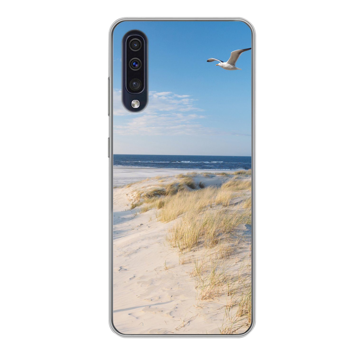 MuchoWow Handyhülle für Samsung Galaxy A50 Düne - Möwe - Strand - Meer - Sonne, Smartphone-Bumper, Print, Handy Schutzhülle Dünn