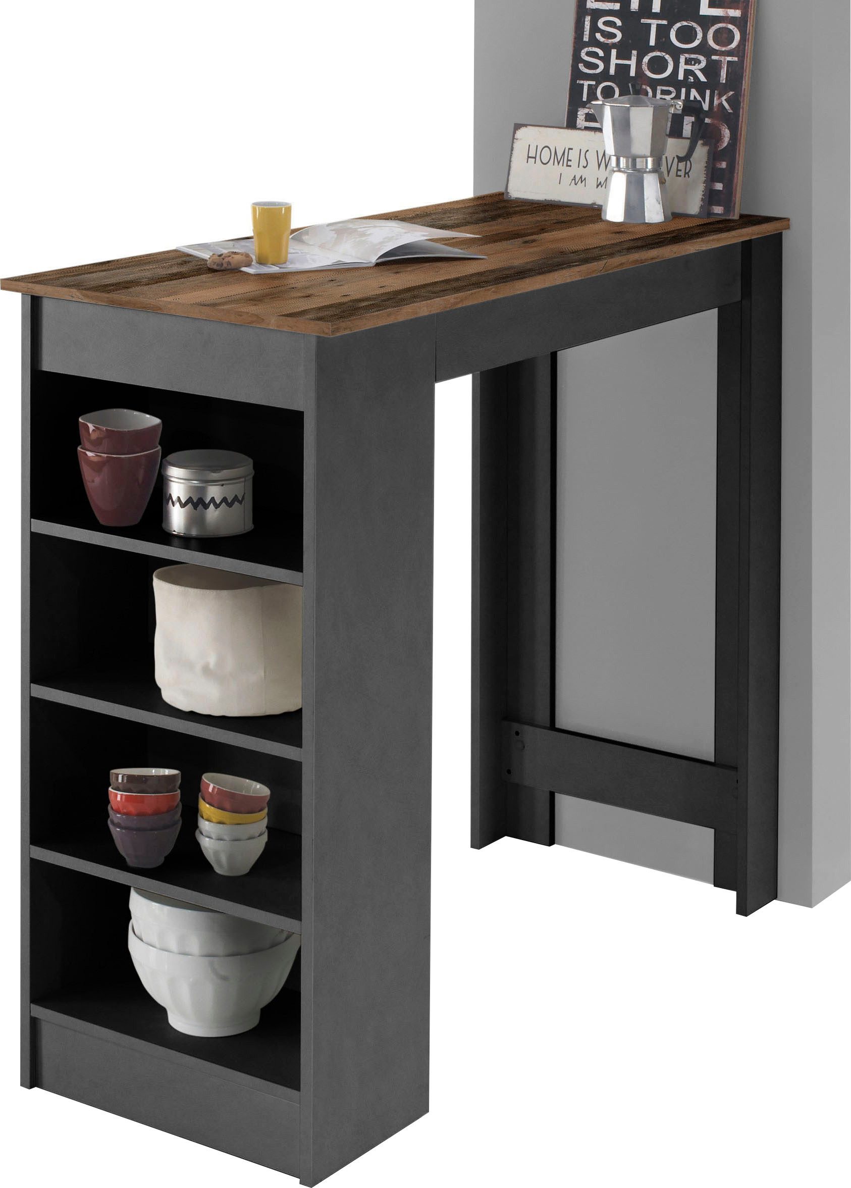 Stolkom Sp.z.o.o. Bartisch Mojito, TOPSELLER! (Bartisch, Tisch, OTTOs Choice), Bartisch mit Regal beidseitig montierbar