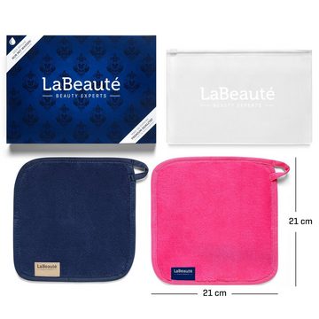 LaBeauté Gesichtsreinigungstuch Abschminktücher Mikrofaser 21x21 cm pink und dunkelblau, 2-tlg., (2 Stück) waschbar und wiederverwendbar
