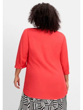 Sheego Shirtbluse Große Größen mit Ziertape am V-Ausschnitt