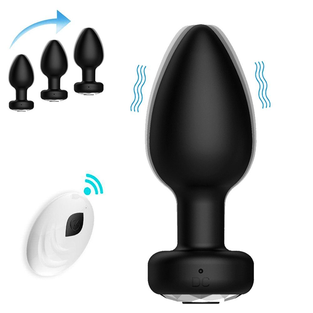LOVONLIVE Analplug S/M/L Silikon Analplug Set, Dildo Analvibrator mit 10 vibrationsmodi, Fernbedienung Anal Plug Paarvibrator Sexspielzeug für Männer Frauen