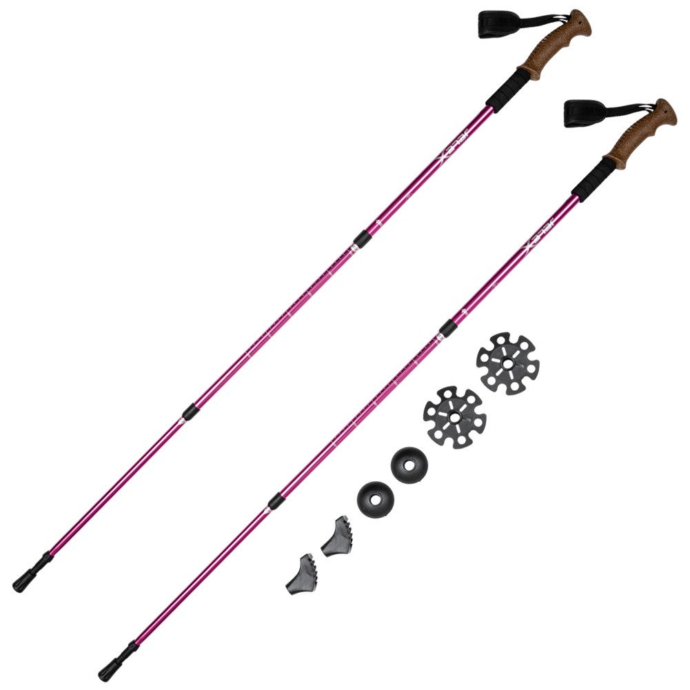 JELEX Nordic-Walking-Stöcke Walking Stöcke mit Korkgriffen, Stufenlos verstellbar, mit Antishock-Technologie