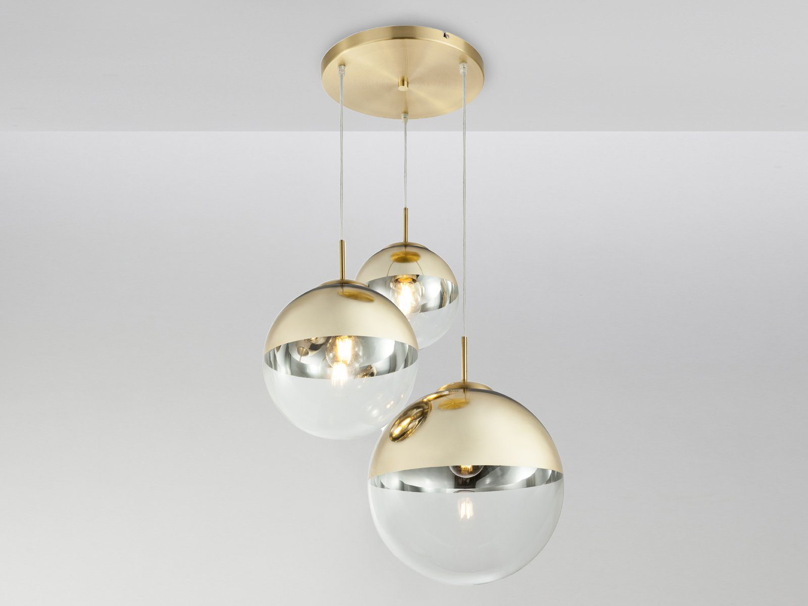 GLOBO LIGHTING LED Pendelleuchte, LED wechselbar, warmweiß, ausgefallene Cluster Glas-kugel für Esstisch Treppenhaus Gold-en Ø51cm