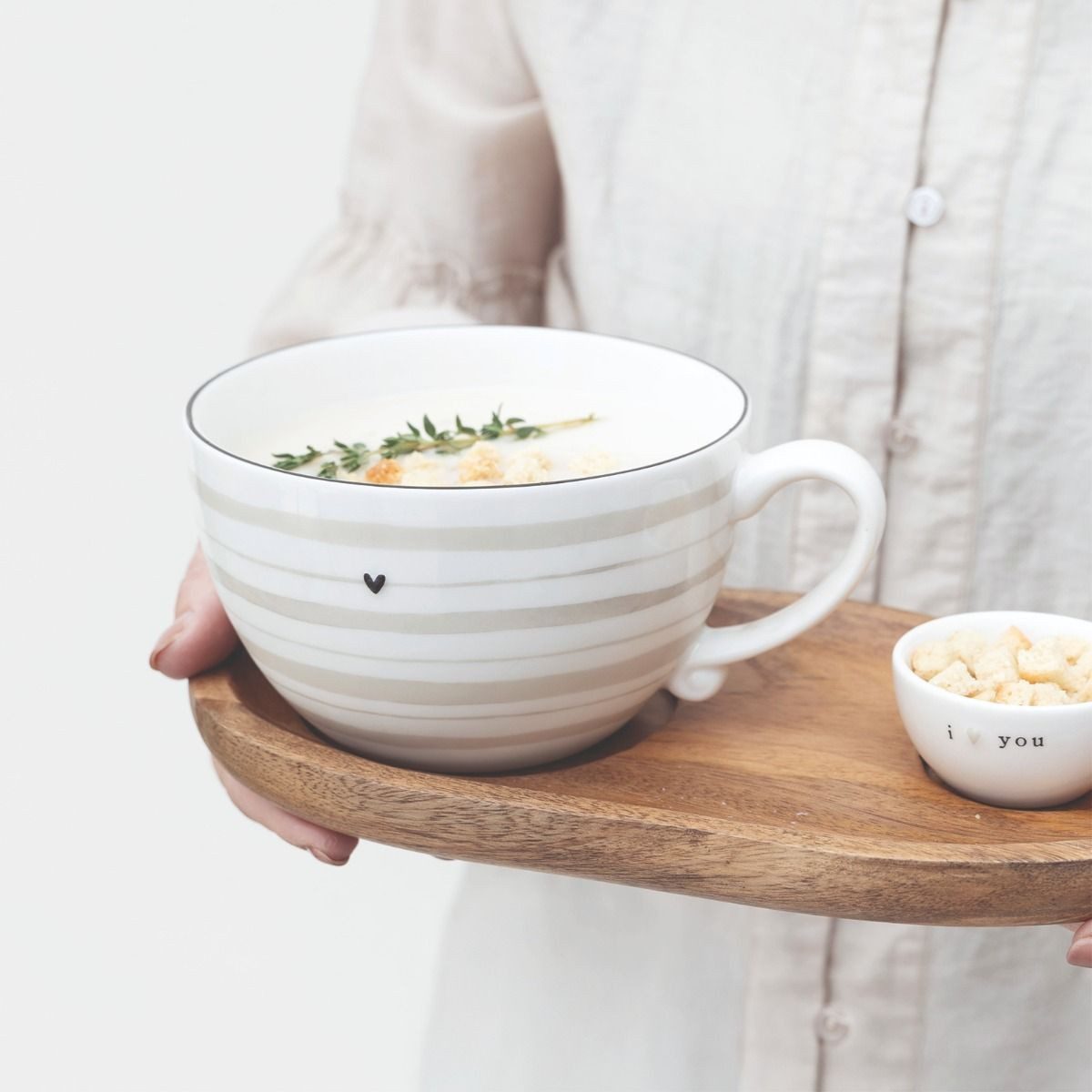 Bastion Collections Suppenteller, Spülmaschinengeeignet, Weiß, Streifen, ⌀ 13cm, Weiß, Streifen, H: 8cm