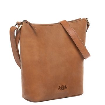 SID & VAIN Schultertasche Leder Umhängetasche Damen EMY, Beuteltasche Echtleder für Damen, Umhängetasche hellbraun