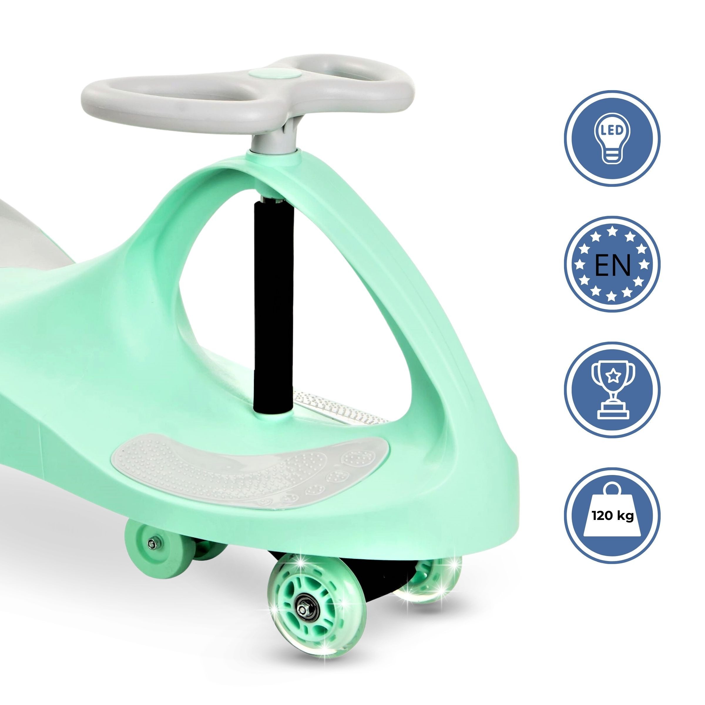 TWISTCAR Pedal Car for Children – Pastelove Mint Green Light-Up Wheels
