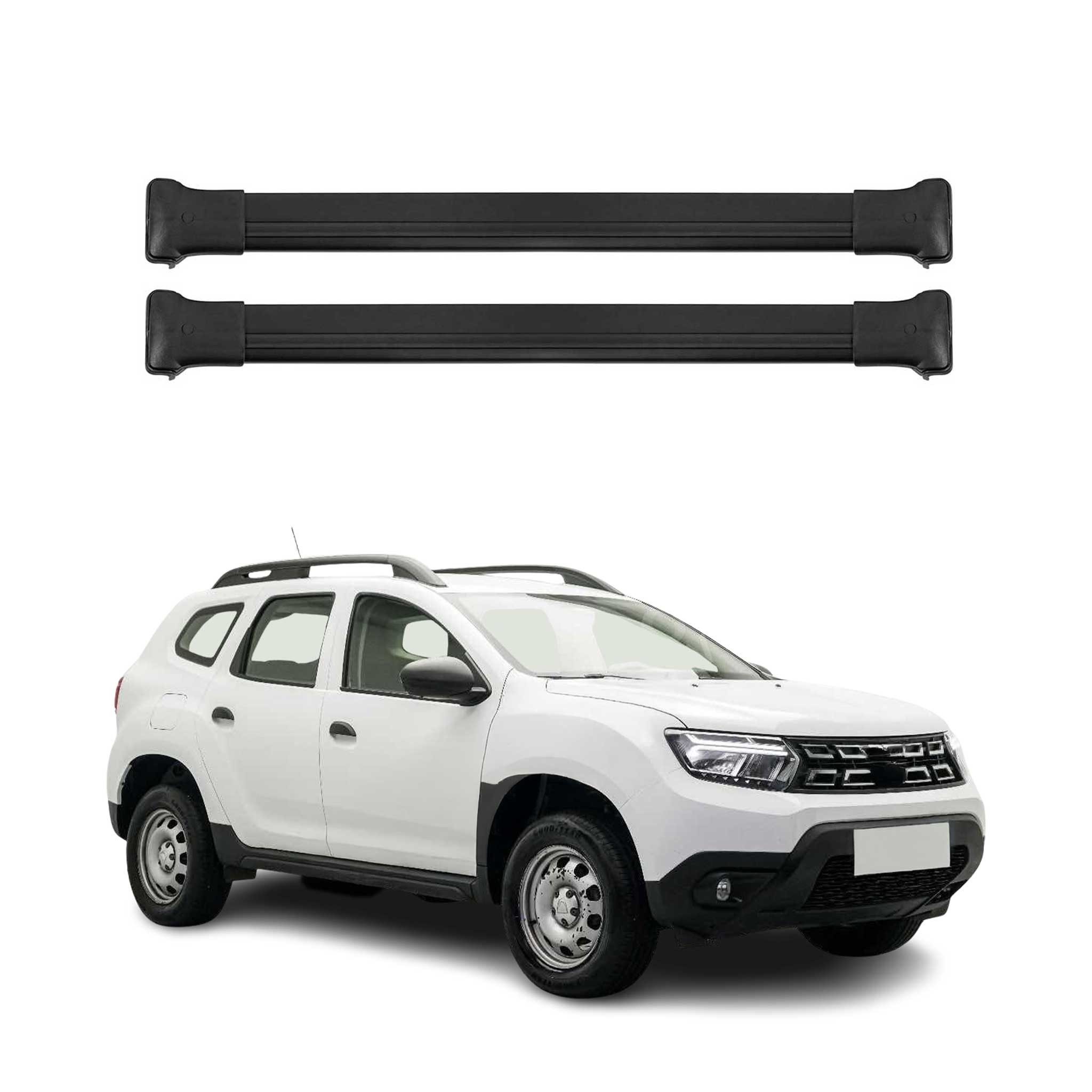 OMAC Dachträger Gepäckträger für Dacia Duster 2 2018-2024 Relingträger Alu Schwarz 2x (2-St), Wasserbeständig,Abnehmbar,Multifunktional,Leichtgewichtig
