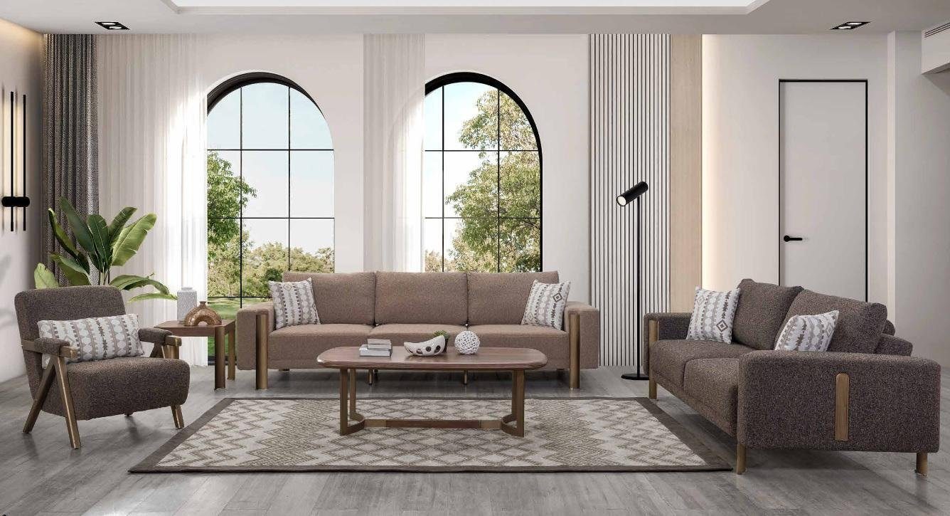JVmoebel Sofa 4+3+1 Sessel, Sitzer Sofa Made Set Textil Wohnzimmer Sofagarnitur In Europe Komplett