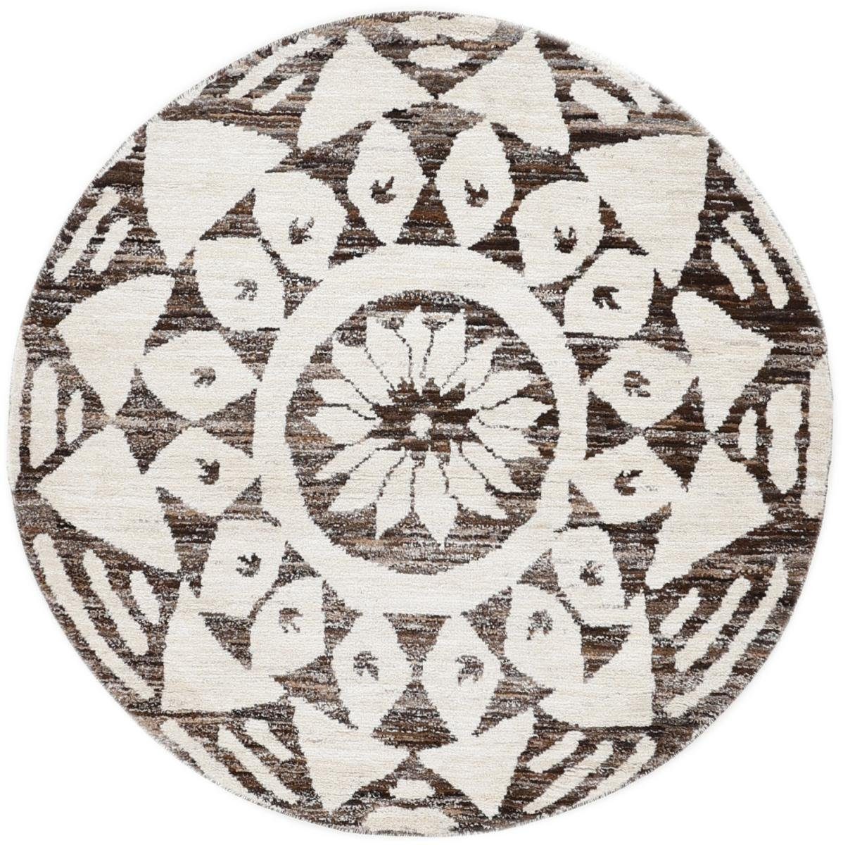 Orientteppich Berber Design 145x145 Handgeknüpfter Moderner Orientteppich, Nain Trading, rund, Höhe: 20 mm