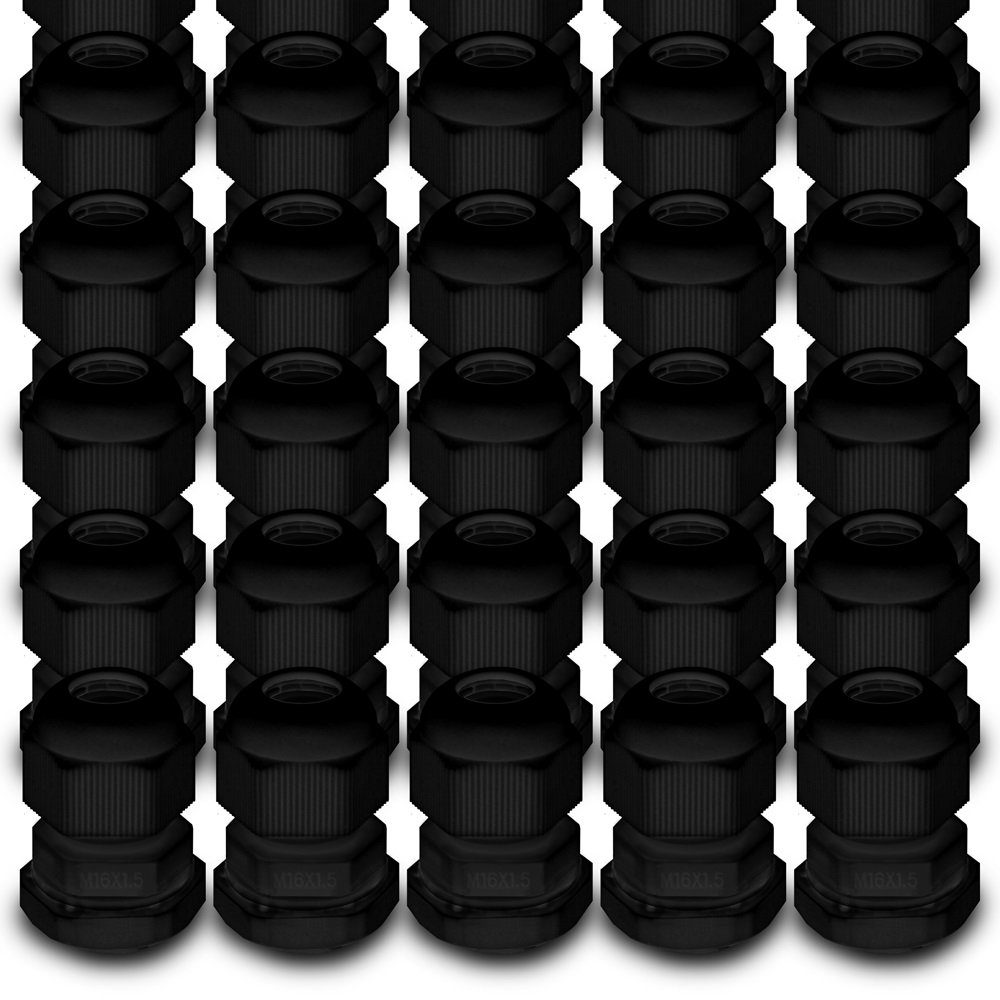 ARLI Kabelführung (Set, 40-St), 40x Kabelverschraubungen IP68 schwarz M16 x 1,5 mm / 5 - 8 mm