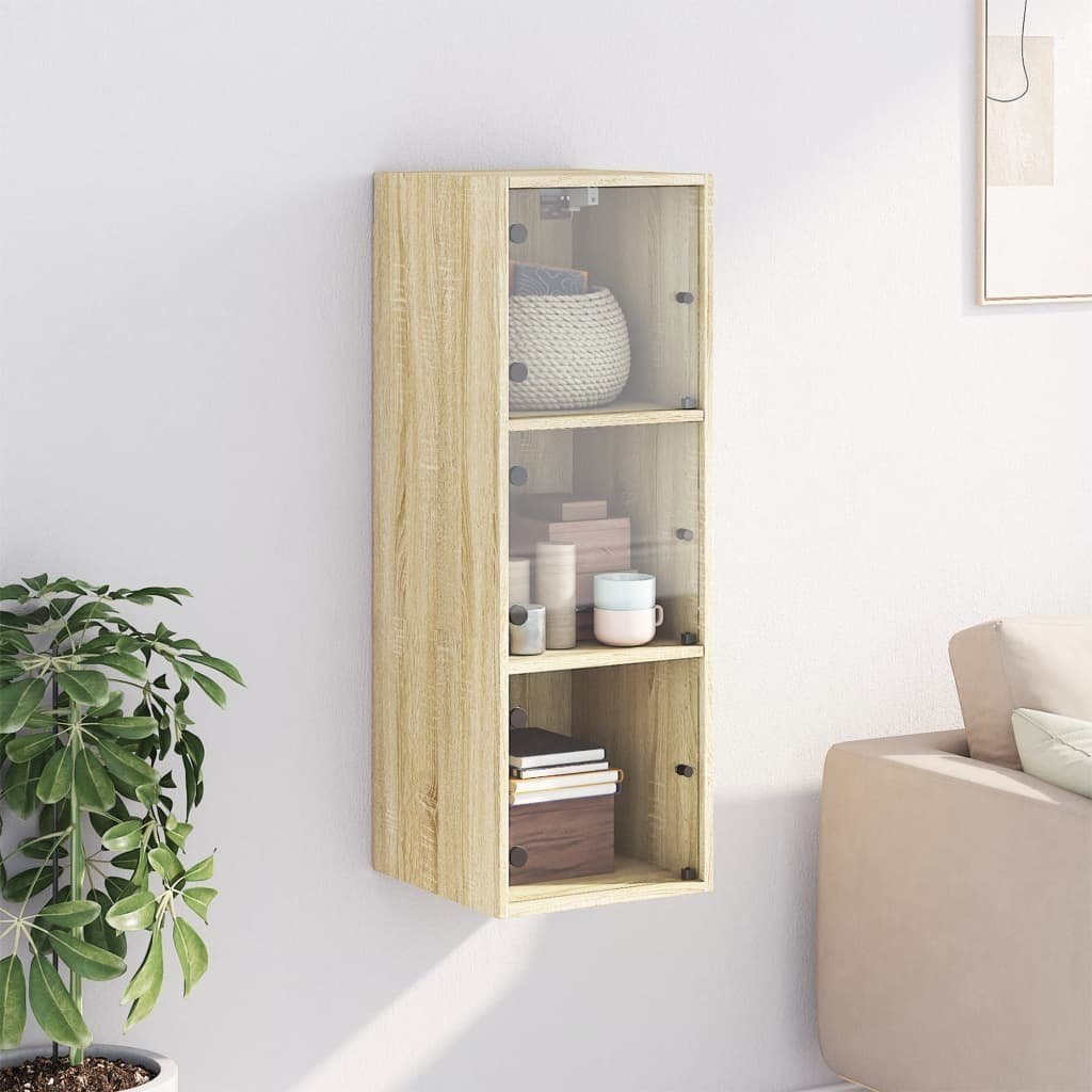 vidaXL Glashängeschrank Wandschrank mit Glastüren Sonoma-Eiche günstig online kaufen