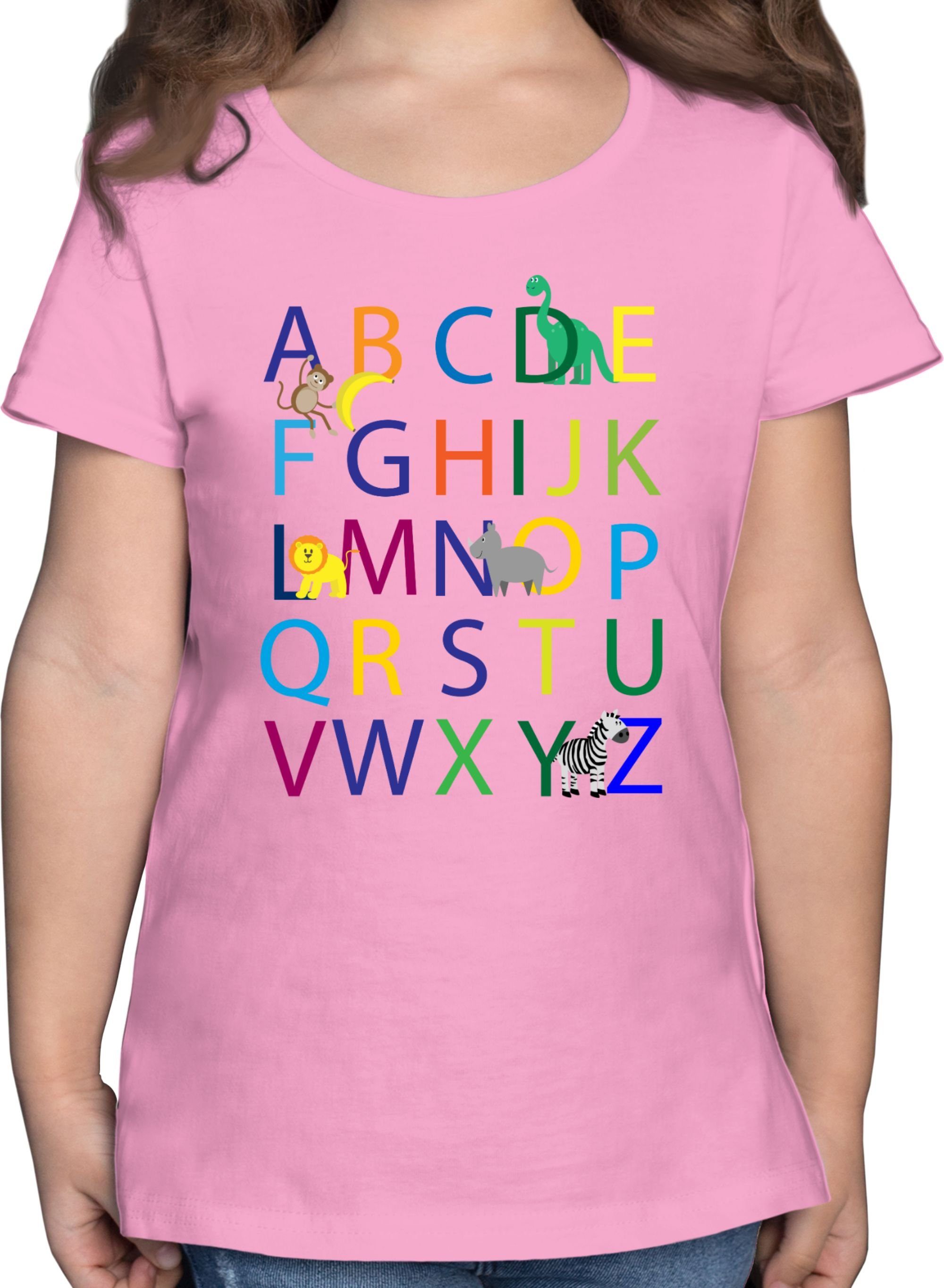 Shirtracer T-Shirt ABC Einschulung Einschulung Mädchen 2 Rosa