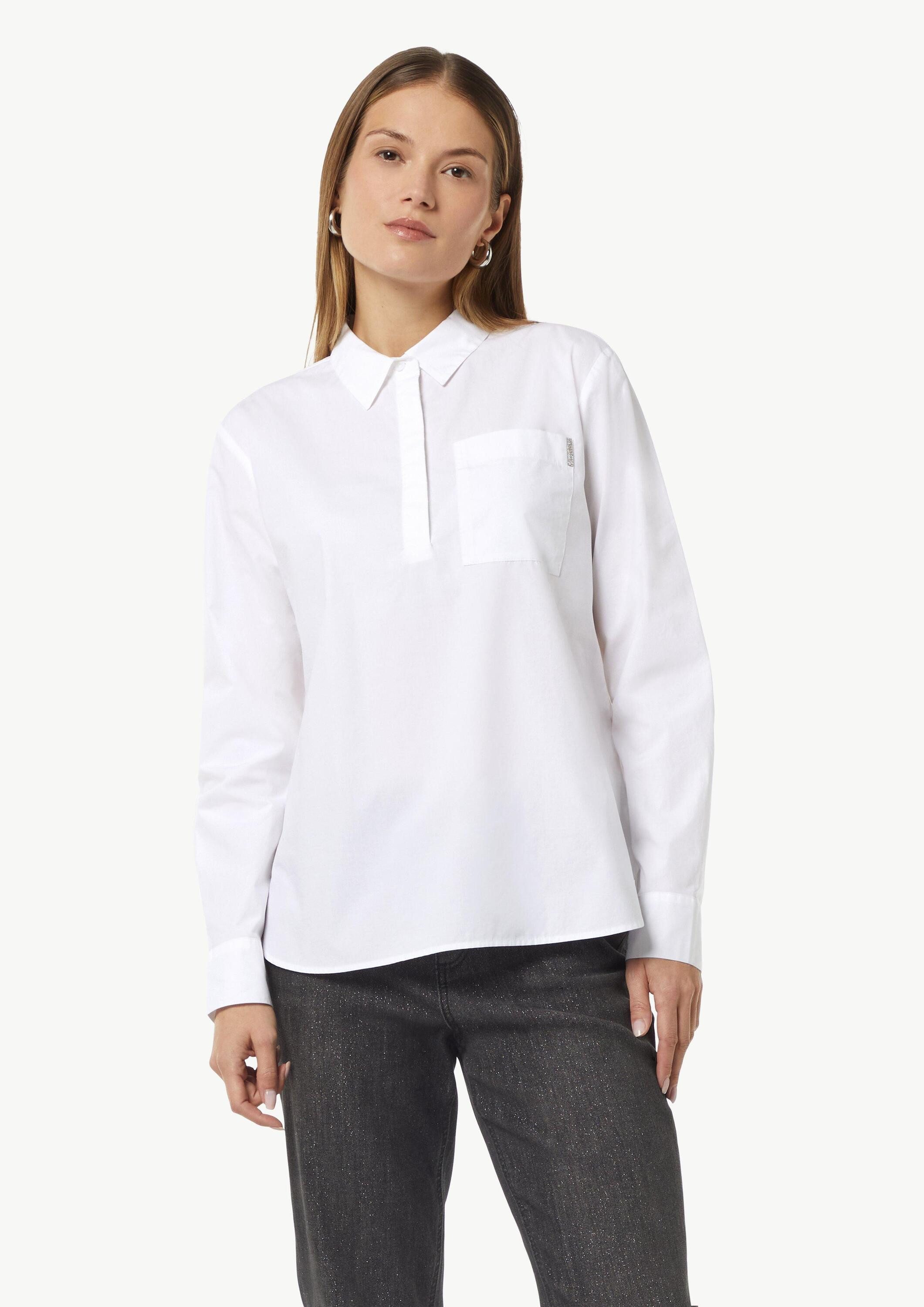 comma Langarmbluse Bluse Popeline-Hemdbluse mit Schmuck-Detail günstig online kaufen