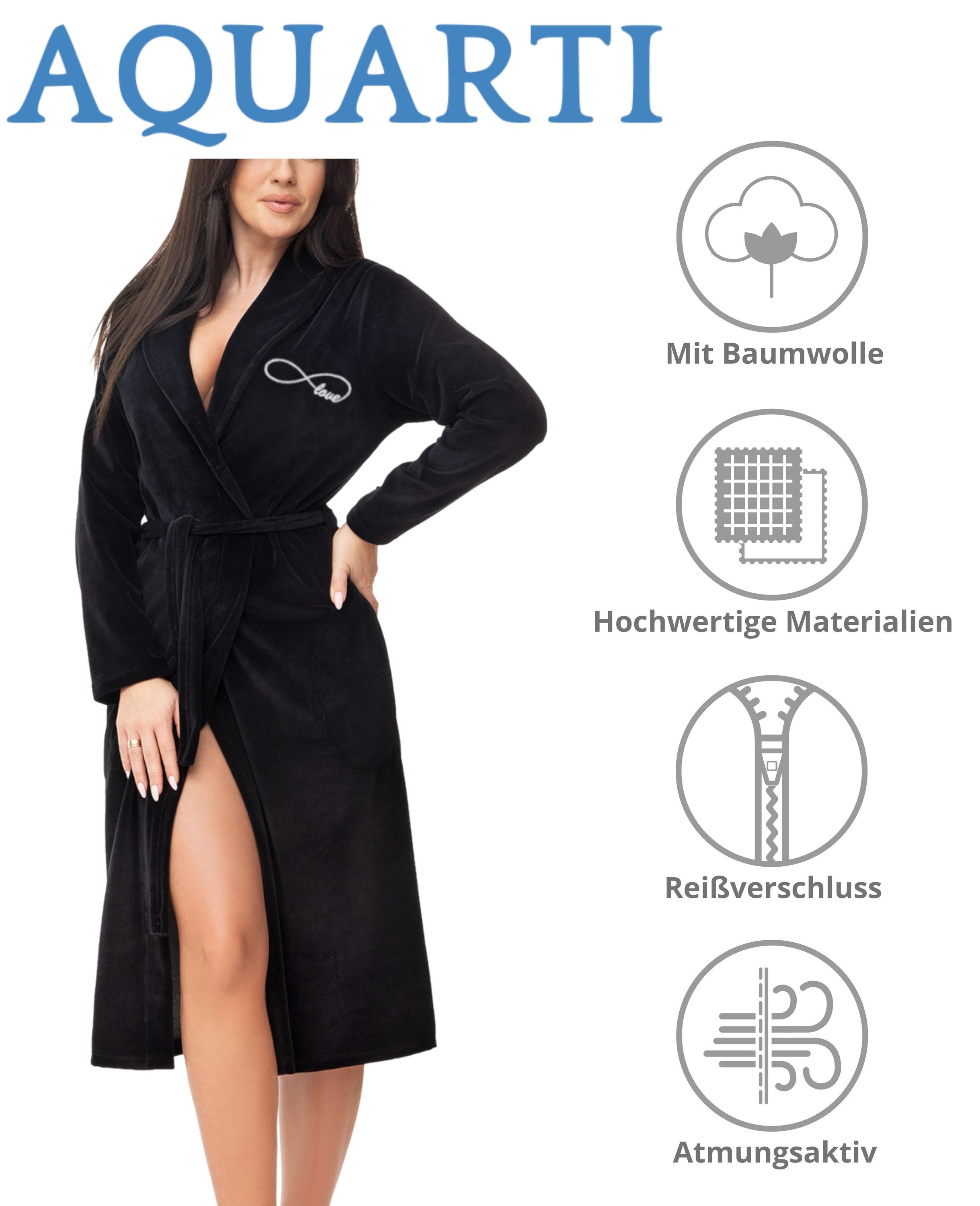 Aquarti Damenbademantel Aquarti Damen Morgenmantel aus Velours Bademantel m günstig online kaufen