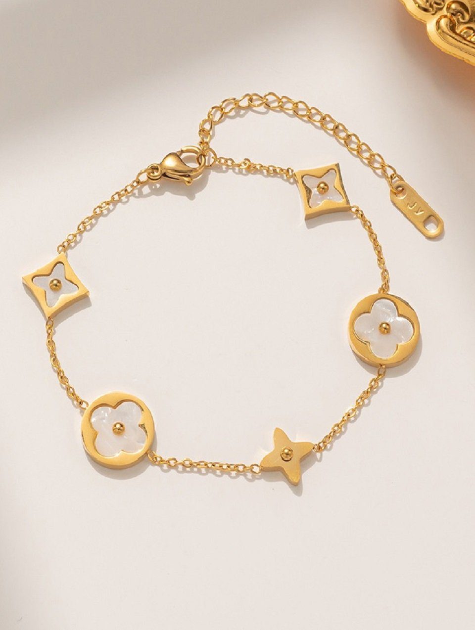 Armband Geschenkbox ENGELSINN Perlmutt Gold Symbole Goldarmband inkl. ENGELSINN Armreif (1-tlg), Kettenarmband